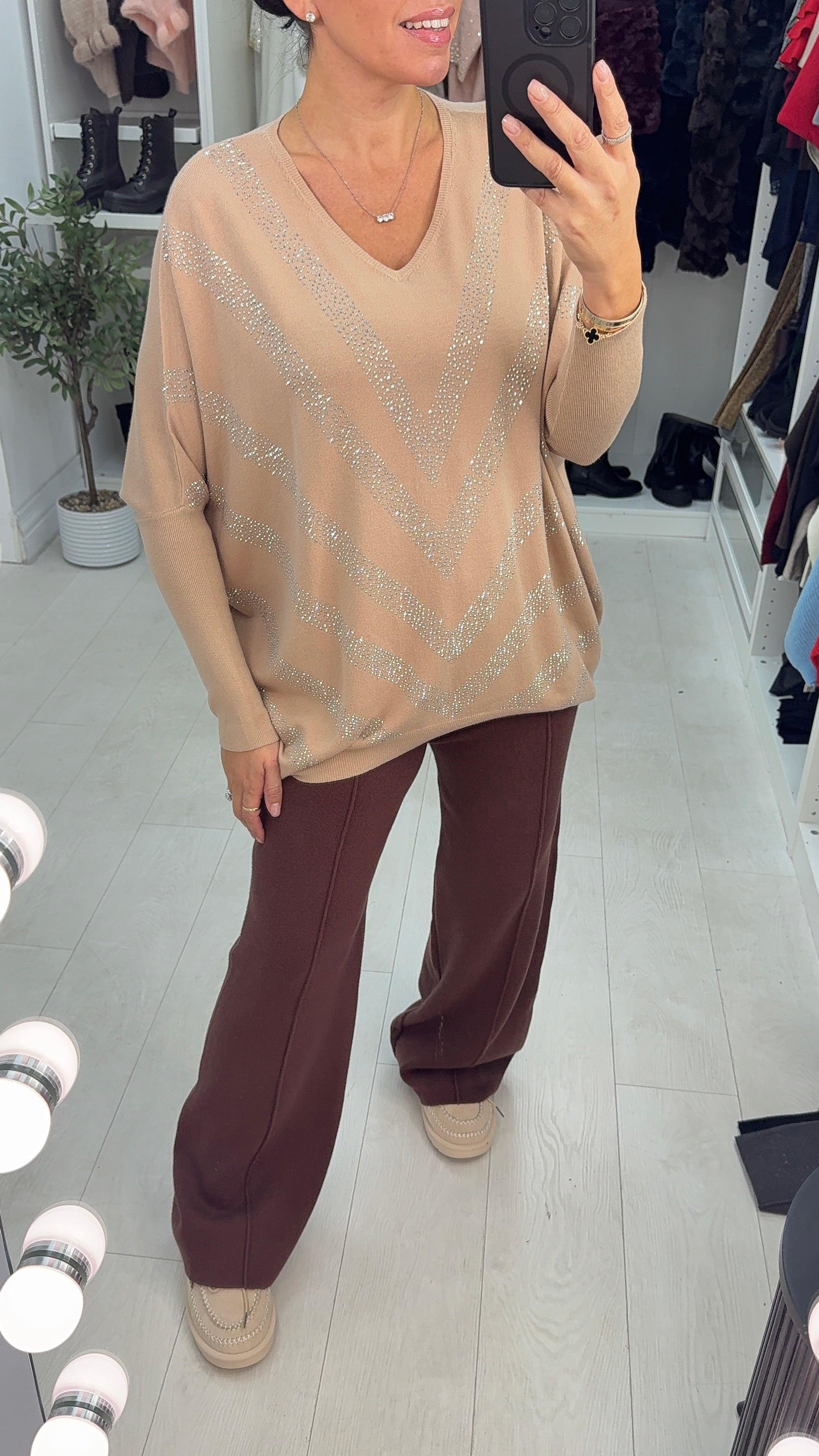 Lauren Embellished V Neck Jumper
