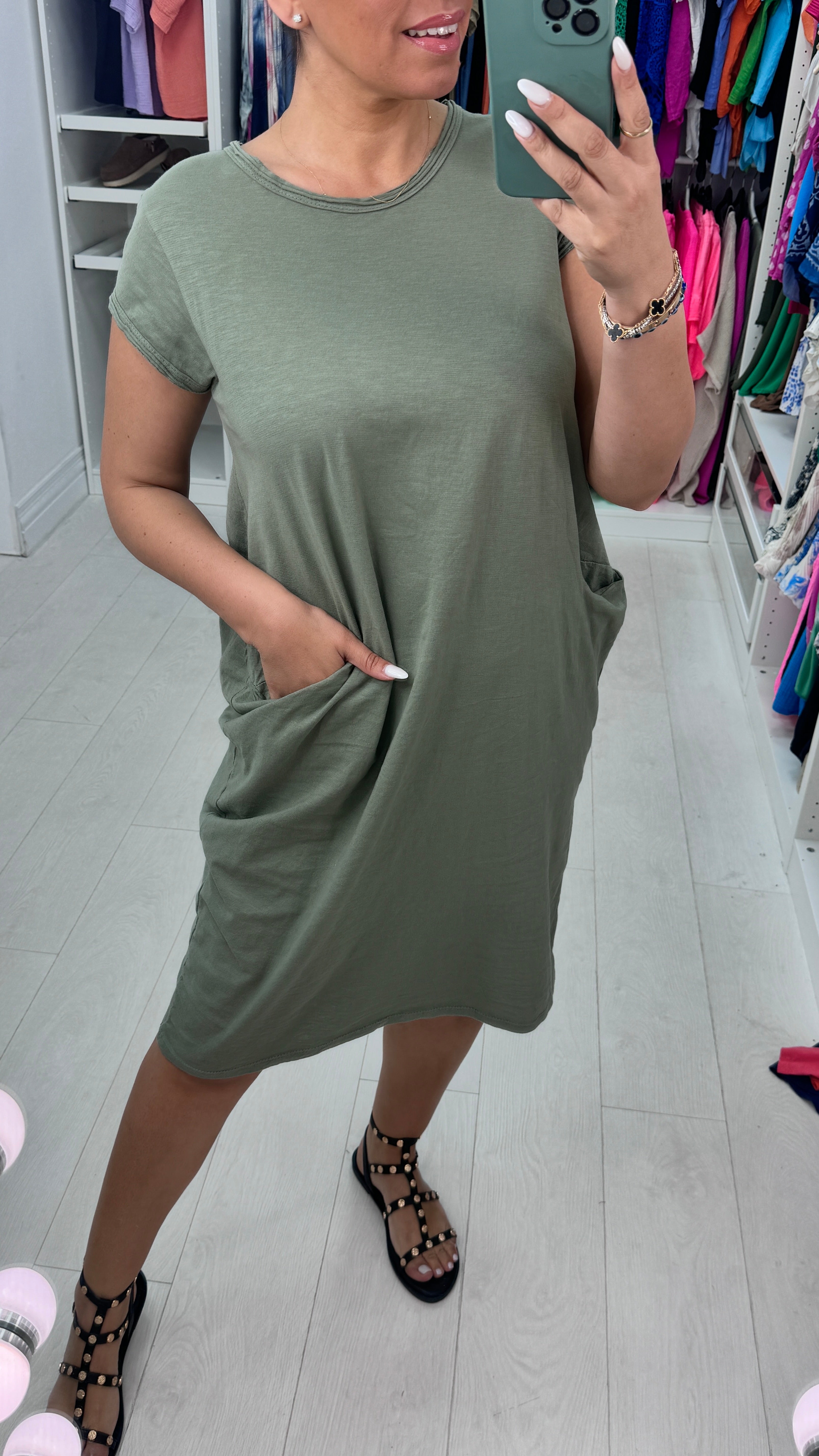 Bambina Plain Pocket Midi Dress