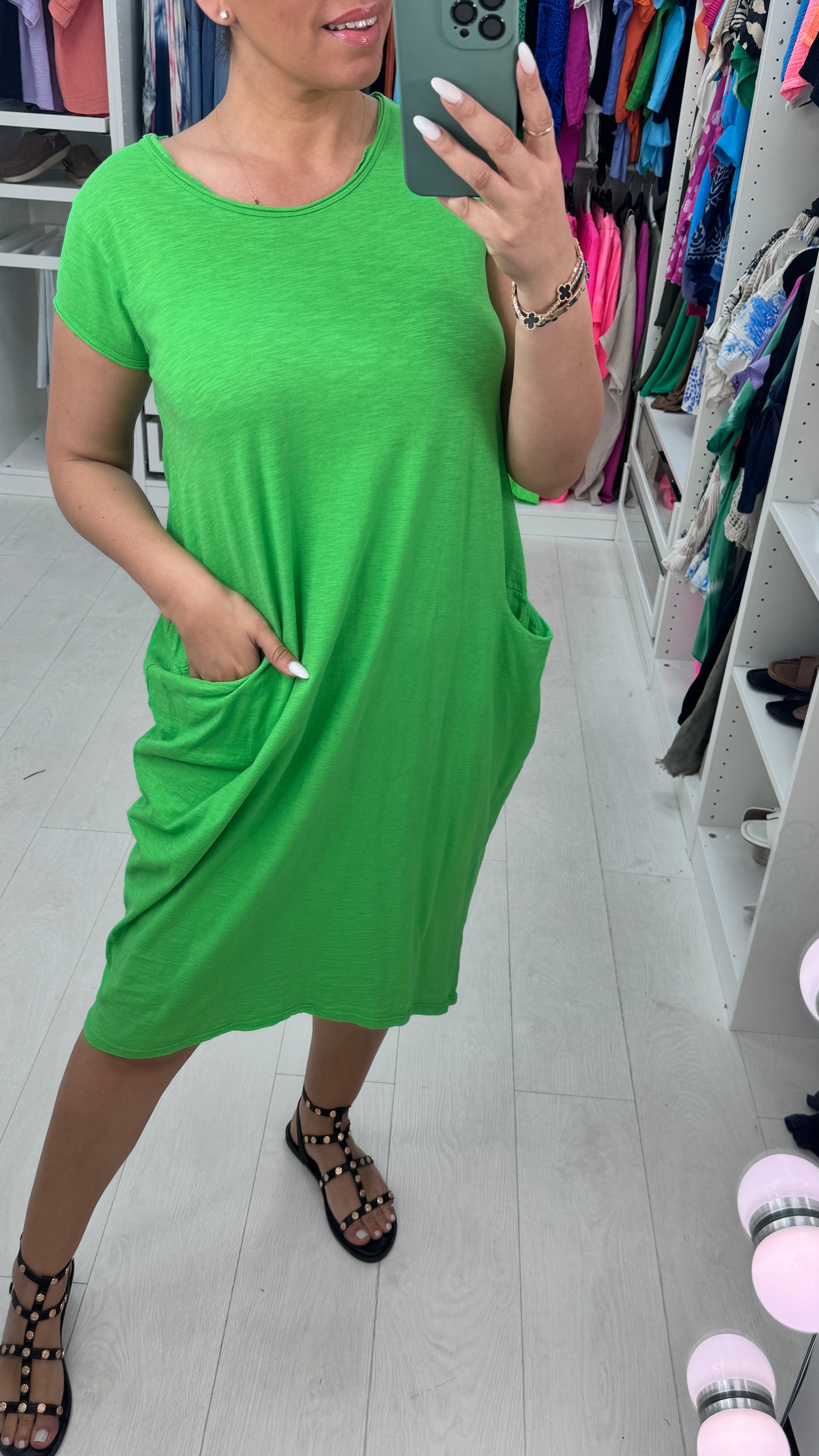 Bambina Plain Pocket Midi Dress