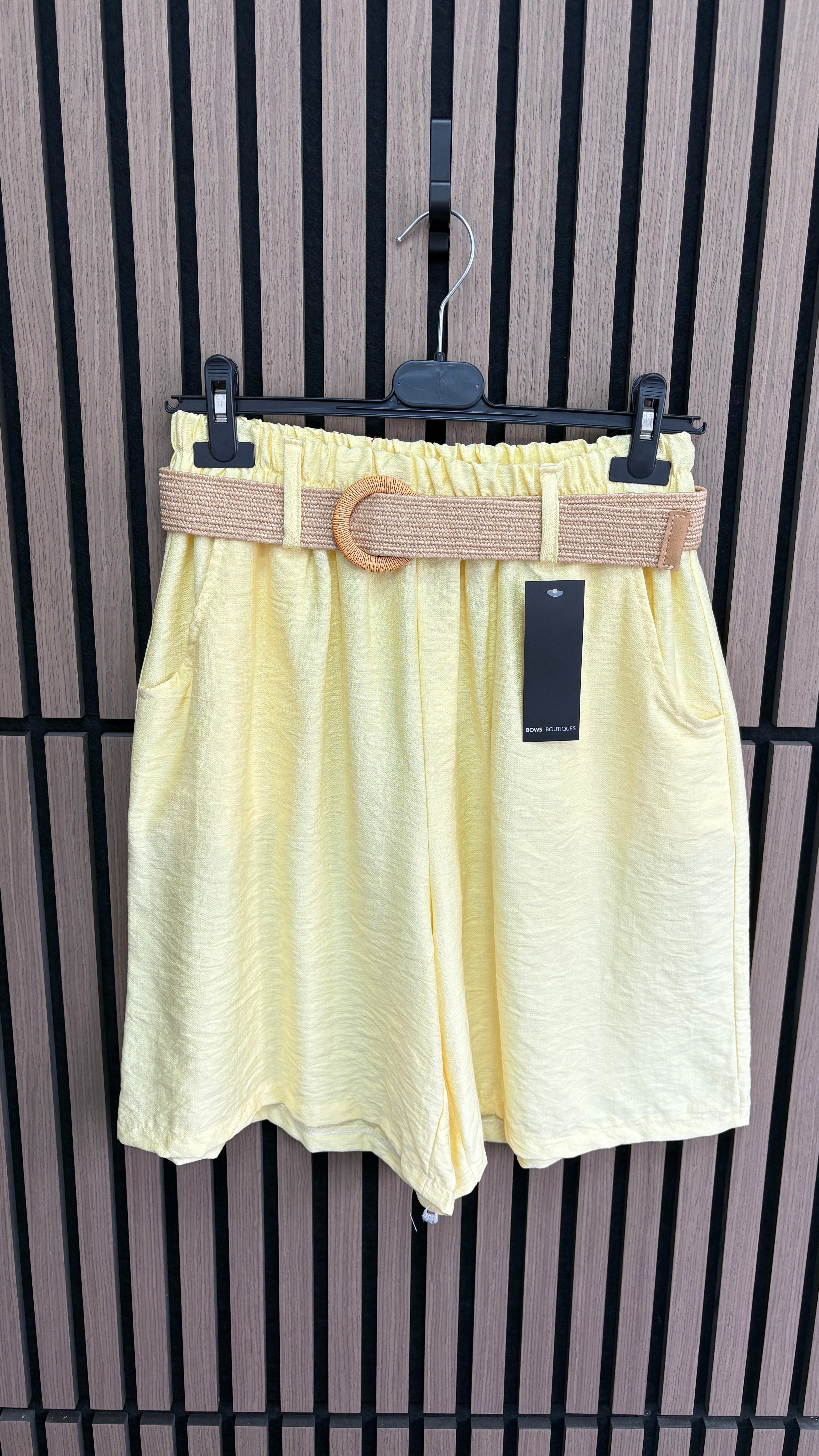 Nina Plain Elasticated Waist Belted Shorts
