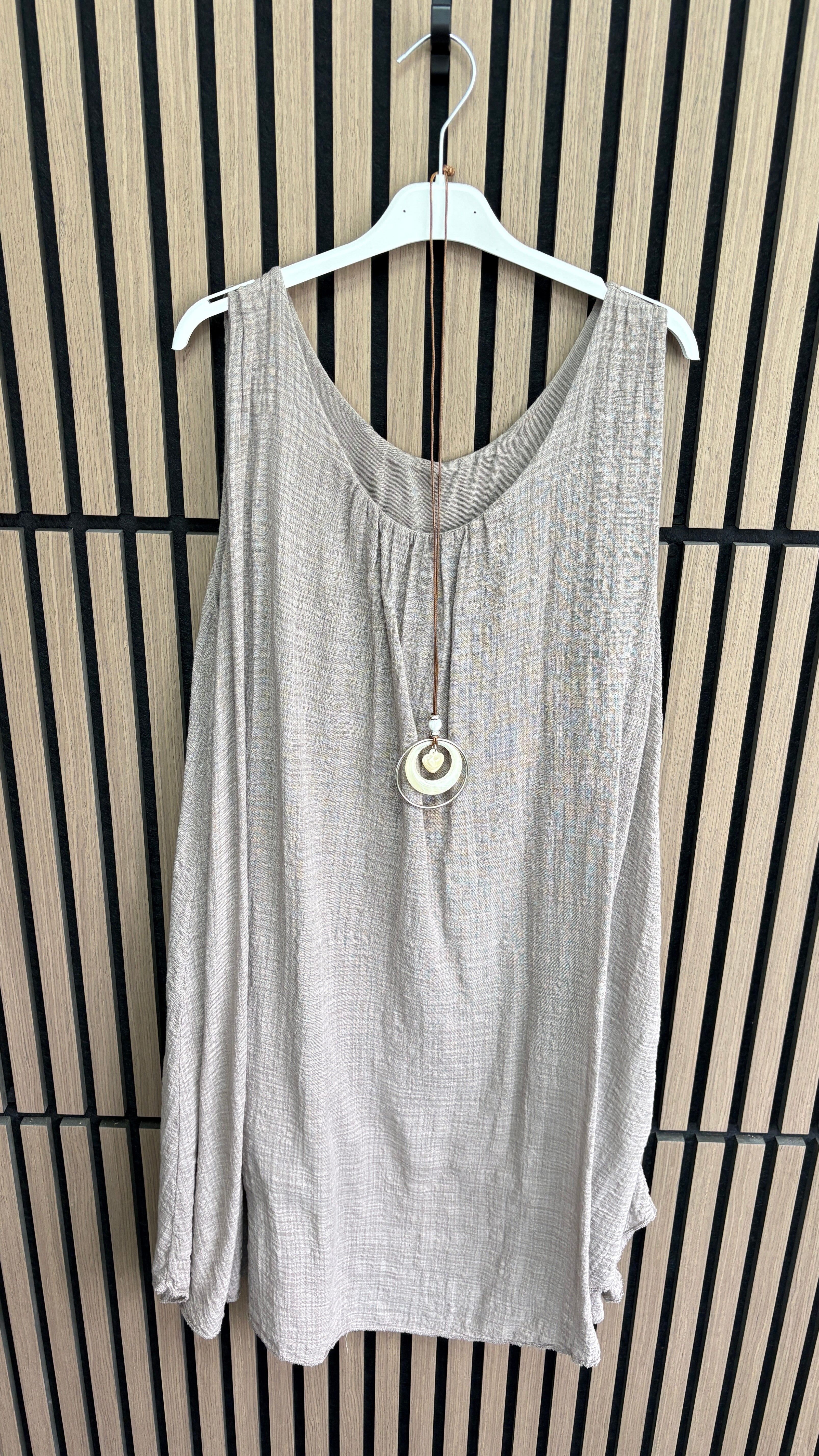 Kelice Plain Loose Fit Floaty Midi Necklace Dress