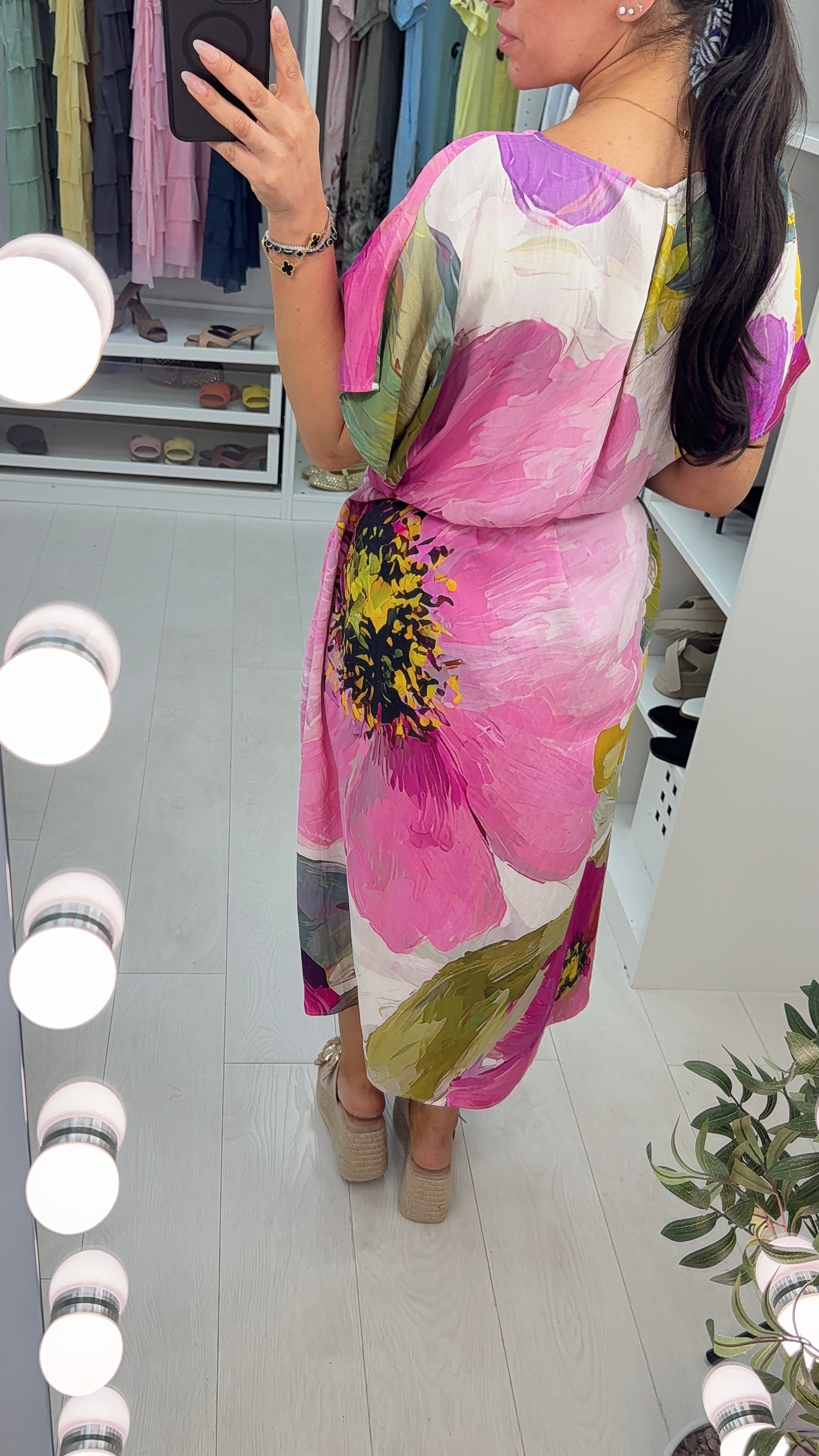 Clivie Floral Print Belted Loose Fit Dress