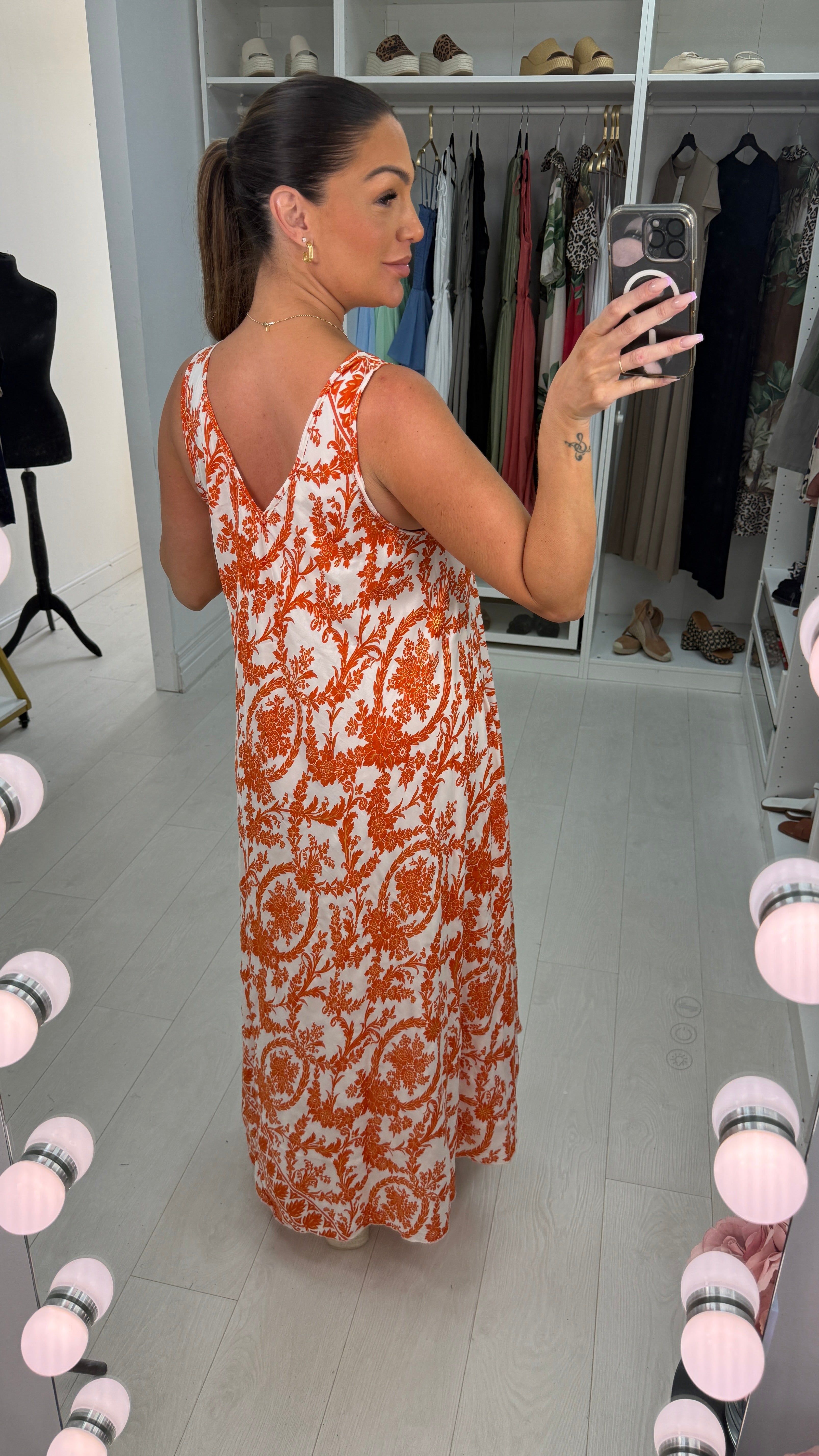 Mayra Floral Print V Neck Loose Fit Maxi Dress