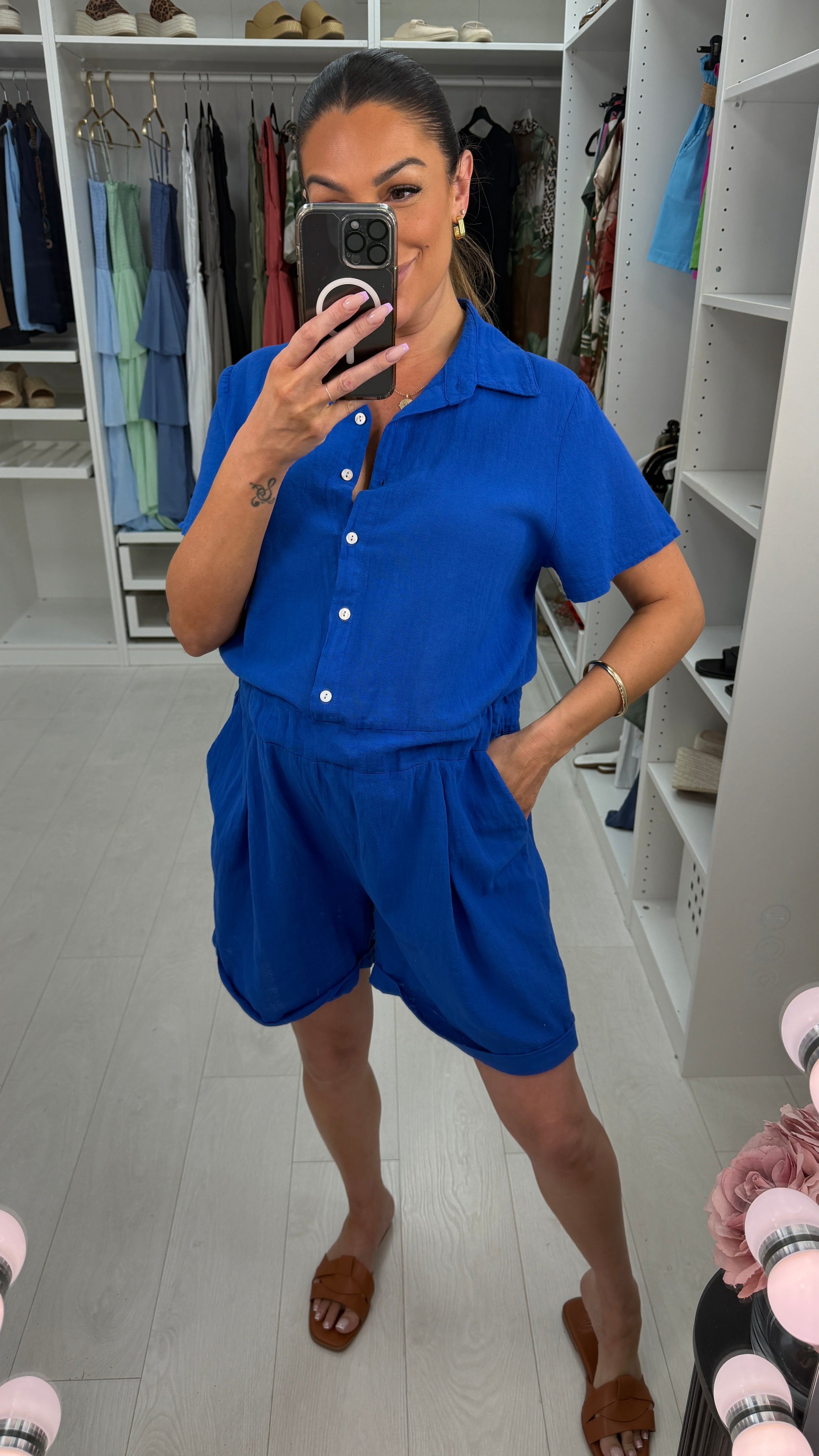 Amelie Plain Adjustable Tie Side Playsuit