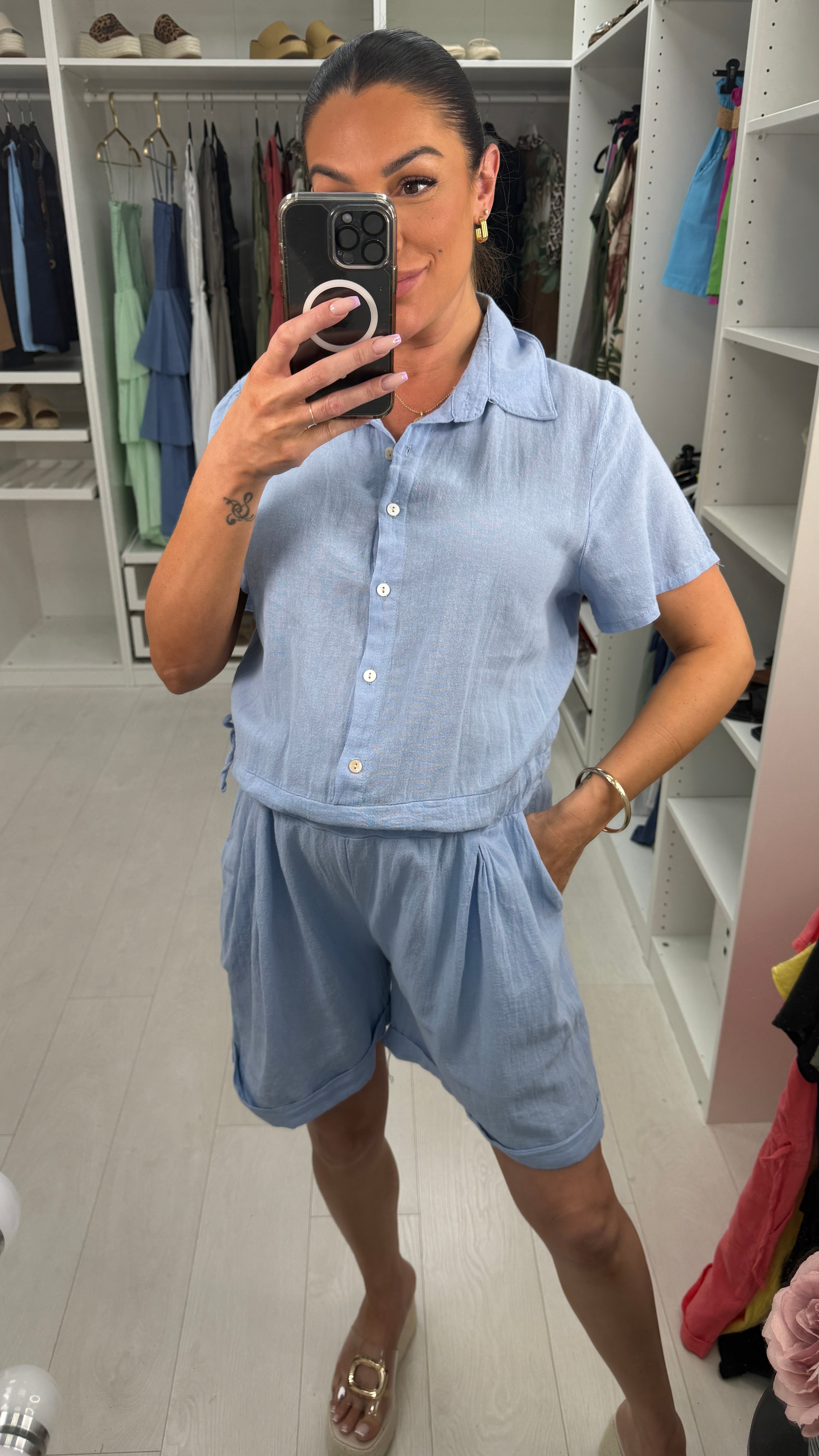 Amelie Plain Adjustable Tie Side Playsuit