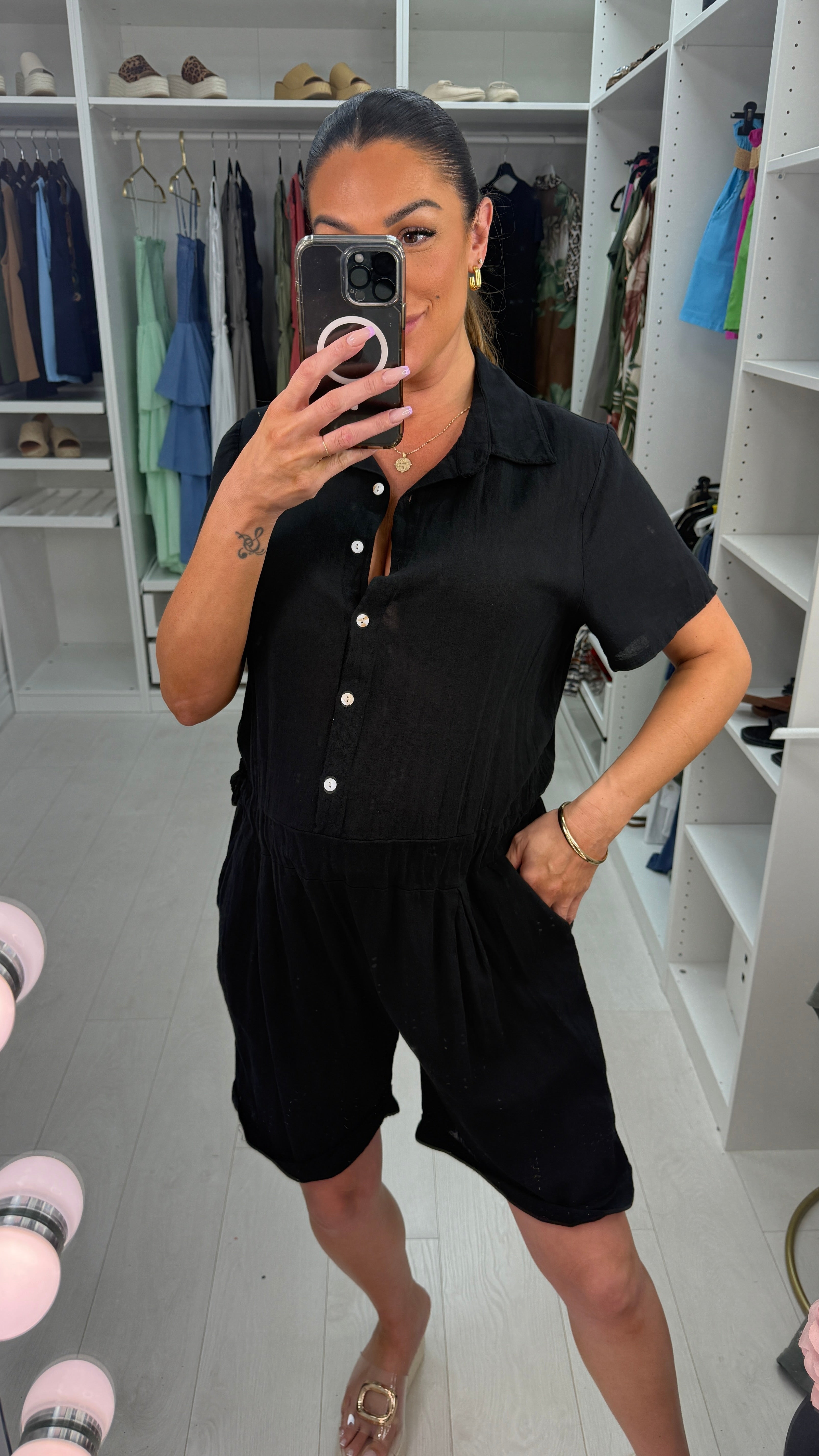 Amelie Plain Adjustable Tie Side Playsuit