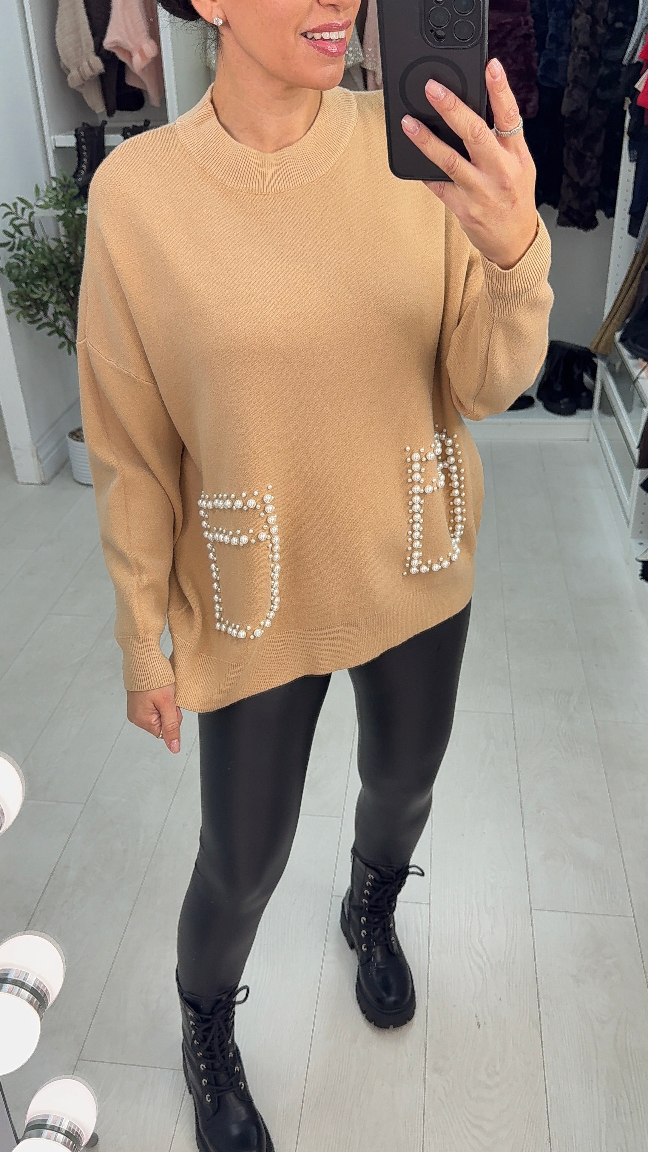 Carolina Plain Pearl Detail Jumper