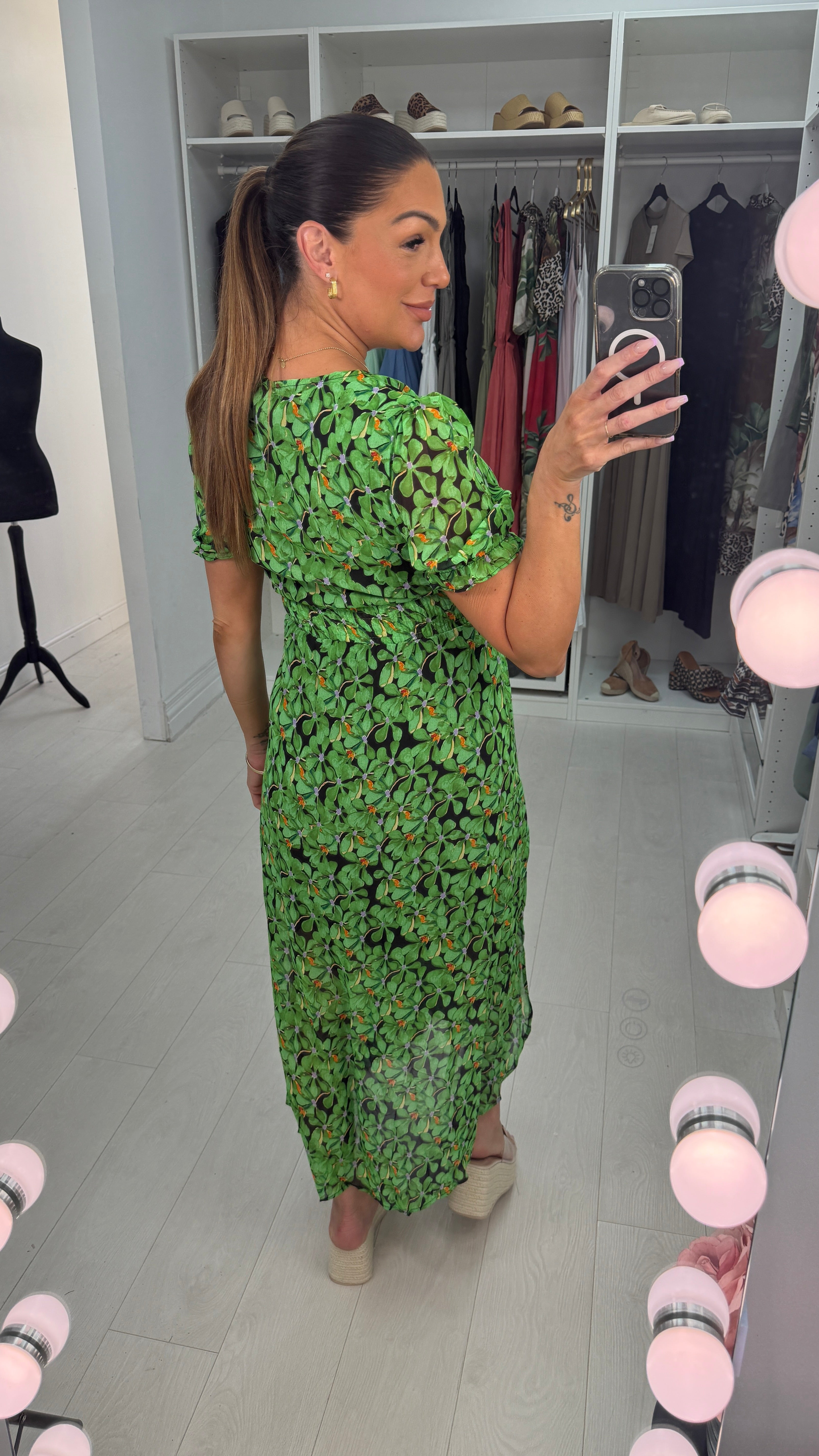 Aiyana Floral Print V Neck Maxi Dress