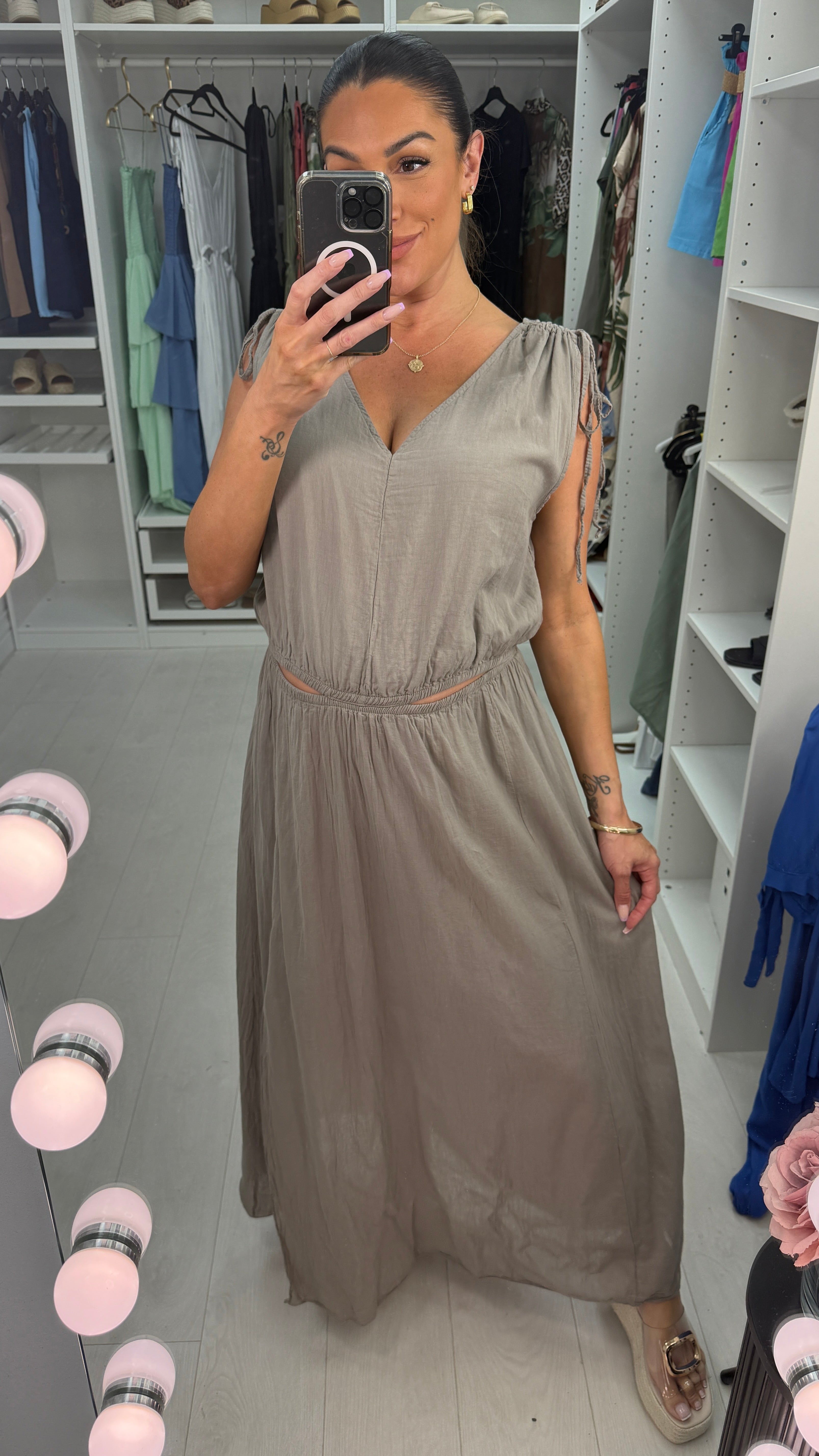 Floriane Plain Cut Out Detail Maxi Dress