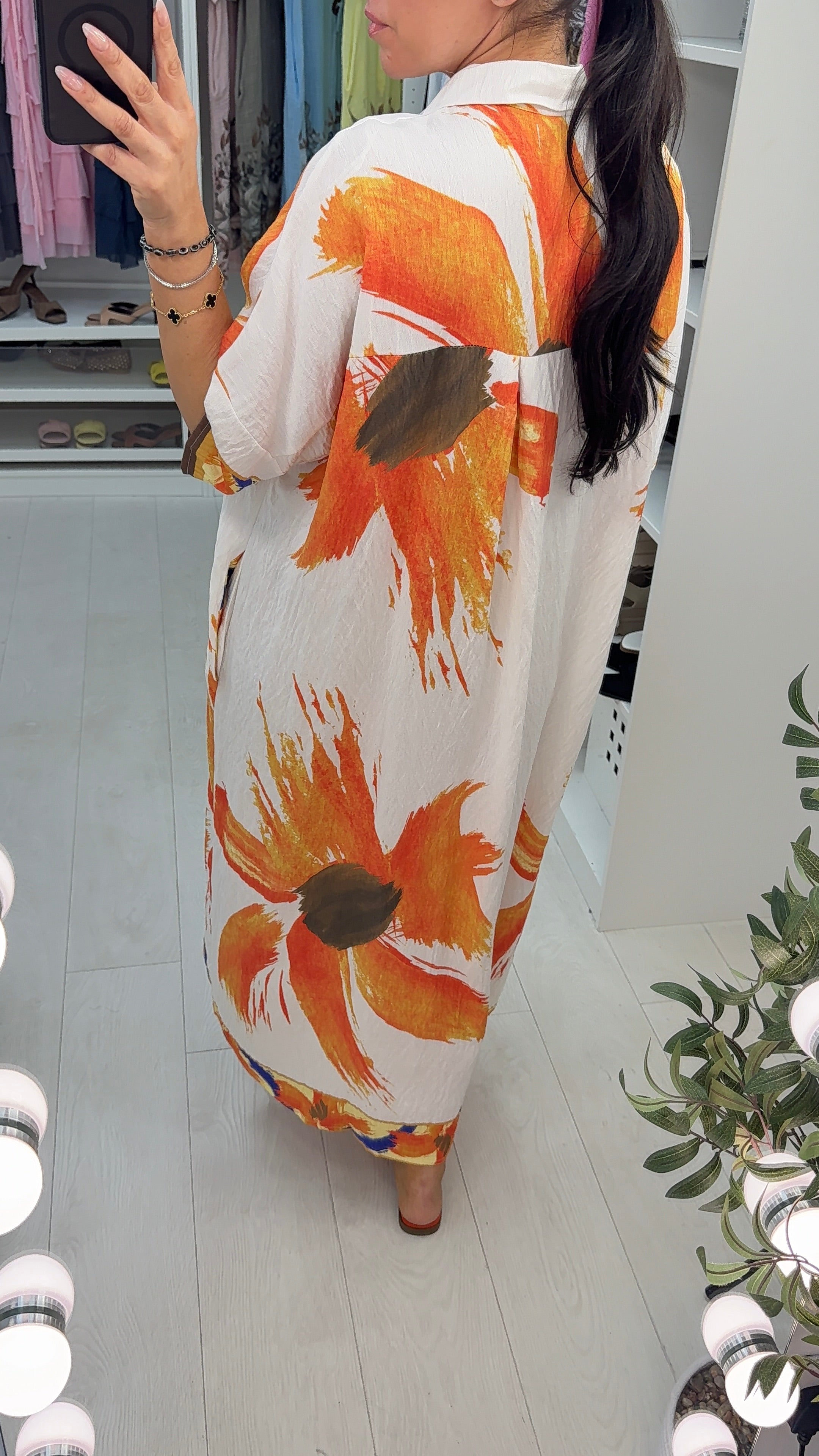 Eira Floral Print V Neck Loose Fit Dress