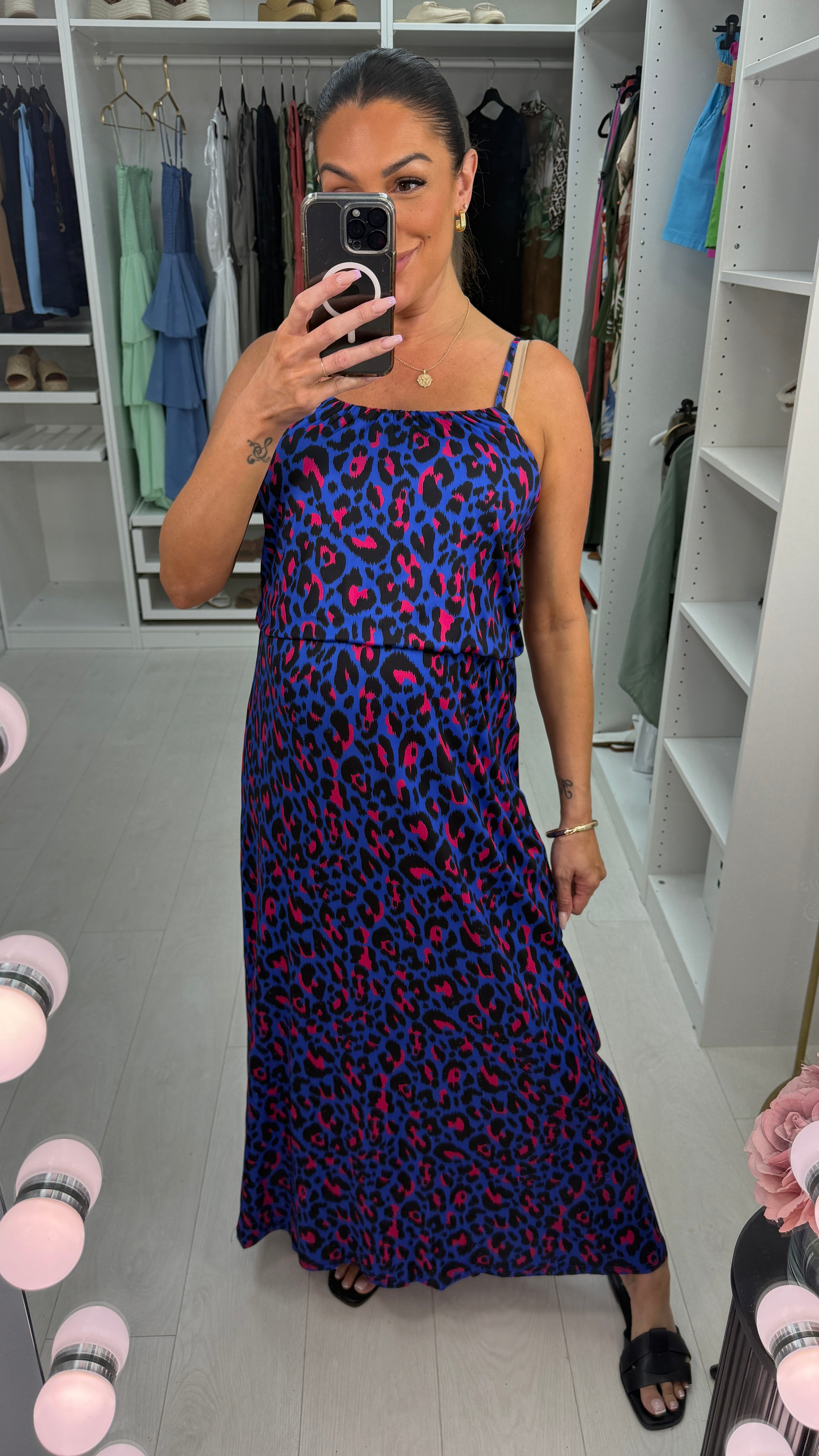 Demaris Leopard Print Strappy Maxi Dress