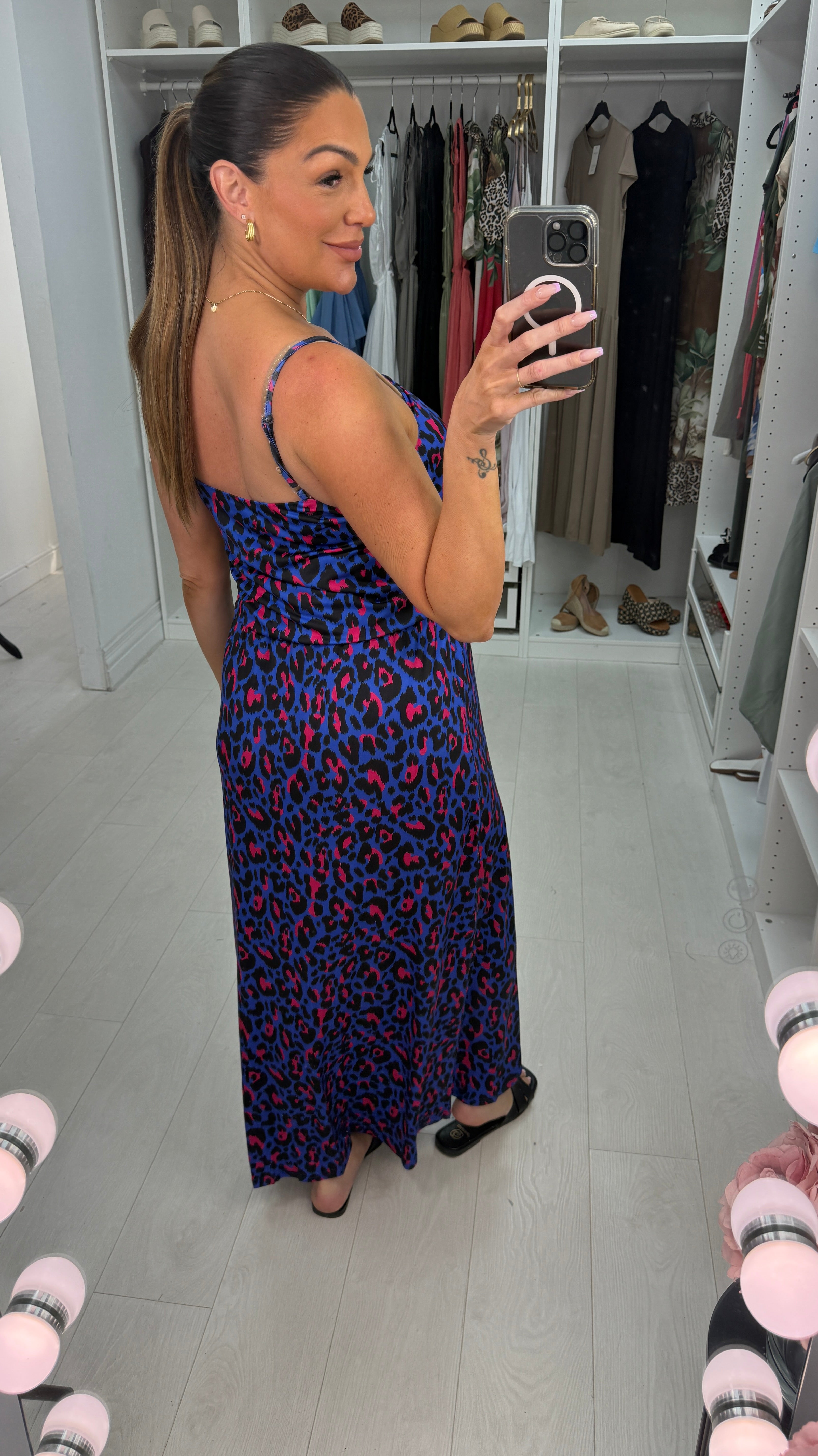 Demaris Leopard Print Strappy Maxi Dress