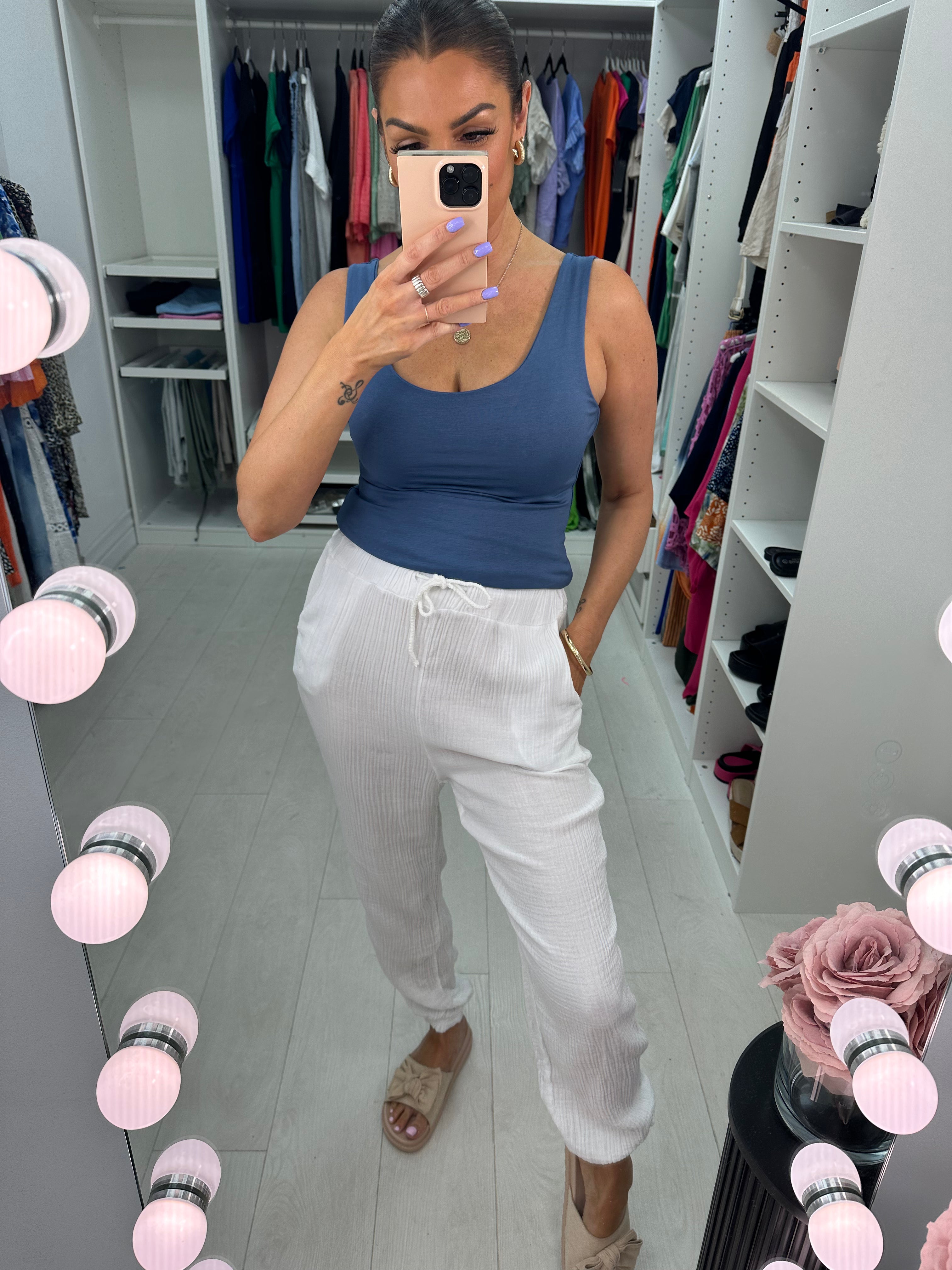 Moragie Plain Cheesecloth Joggers