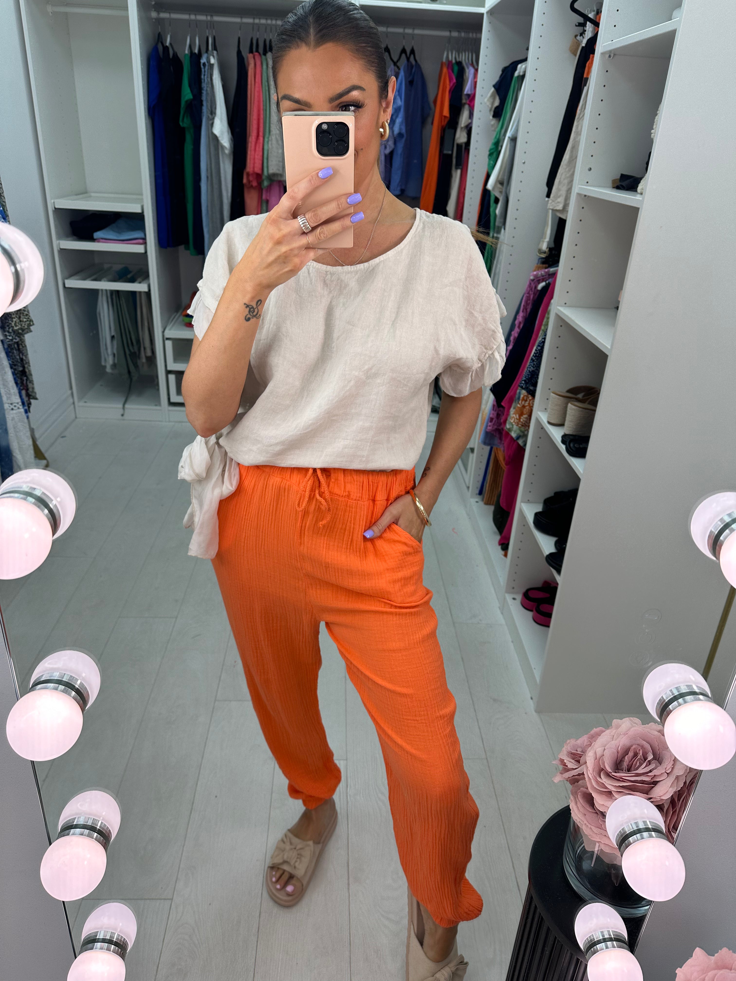 Moragie Plain Cheesecloth Joggers