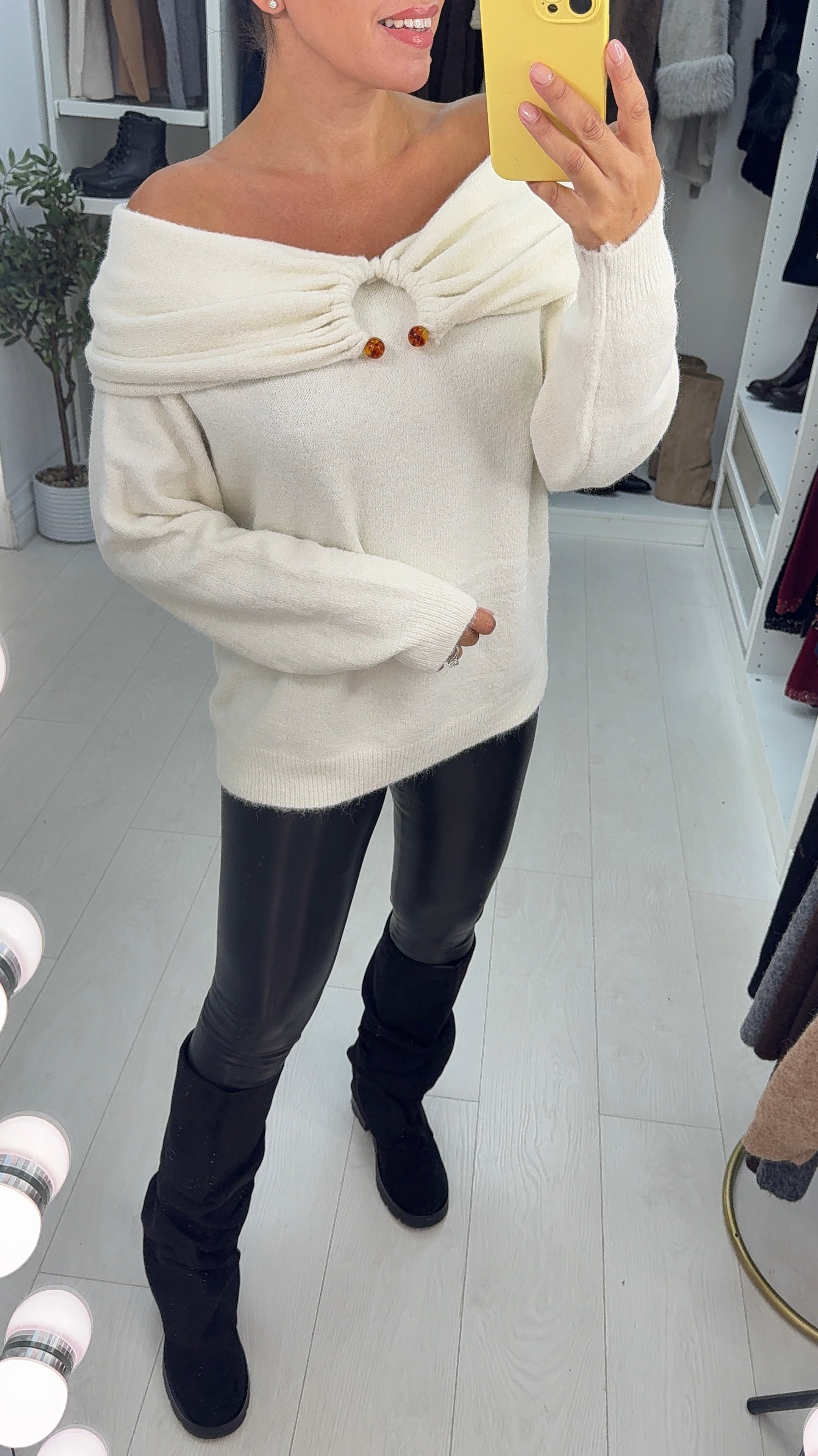 Nenita Super Soft Bardot Knit Jumper