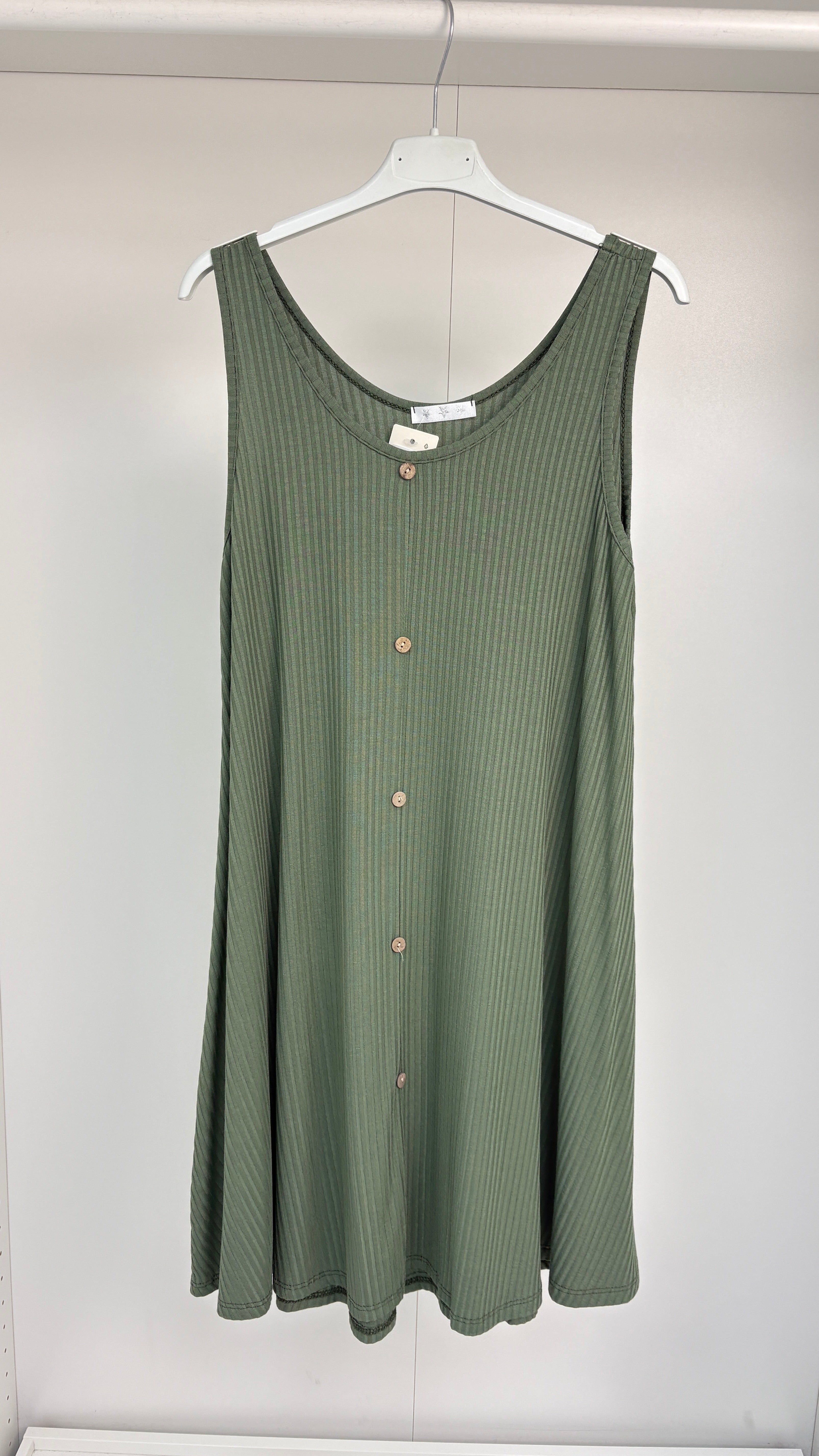 Angelina Plain Loose Fit Ribbed Midi Dress