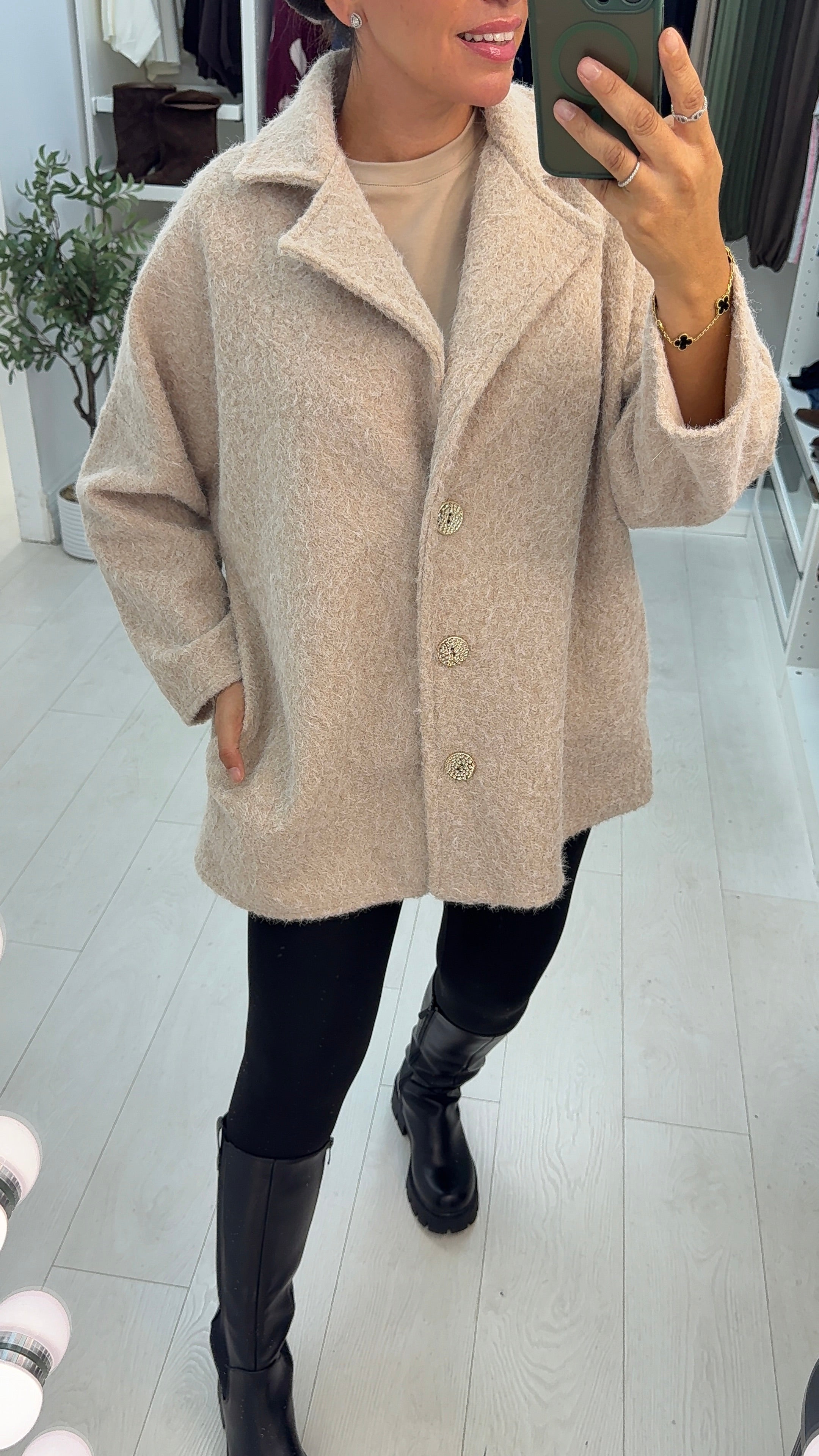 Haylee Textured Button Front Jacket