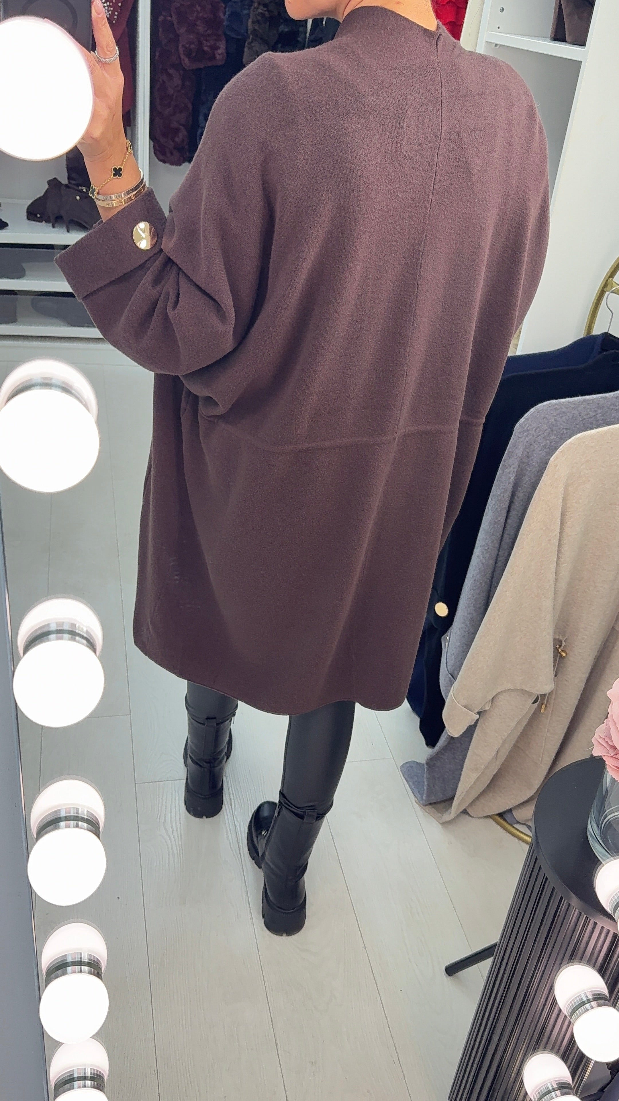 Vinya Plain Tie Waist Knit Cardigan