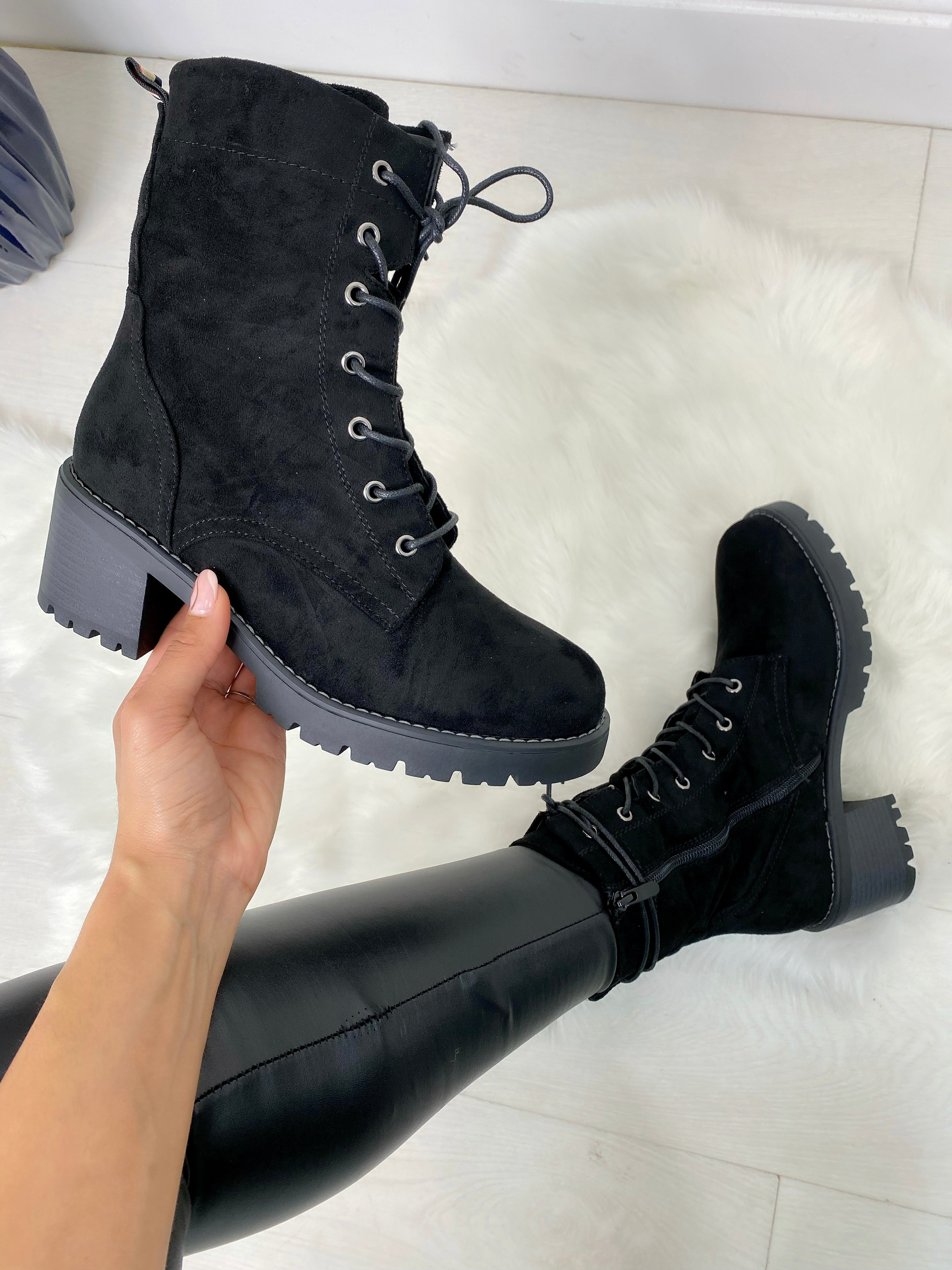 Frida Faux Suede Lace Up Ankle Boots