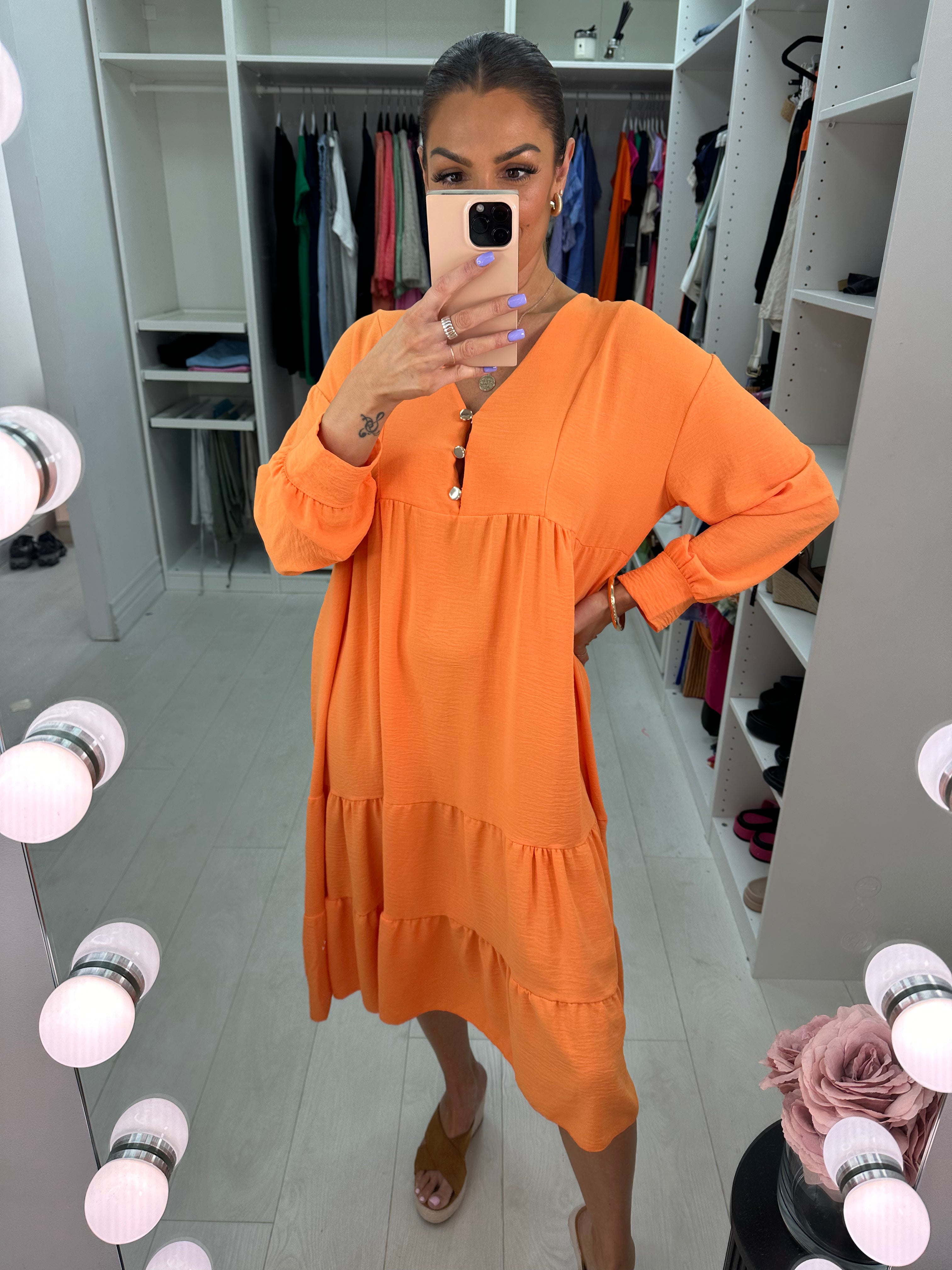 Lumi Plain Tiered Hem Smock Dress