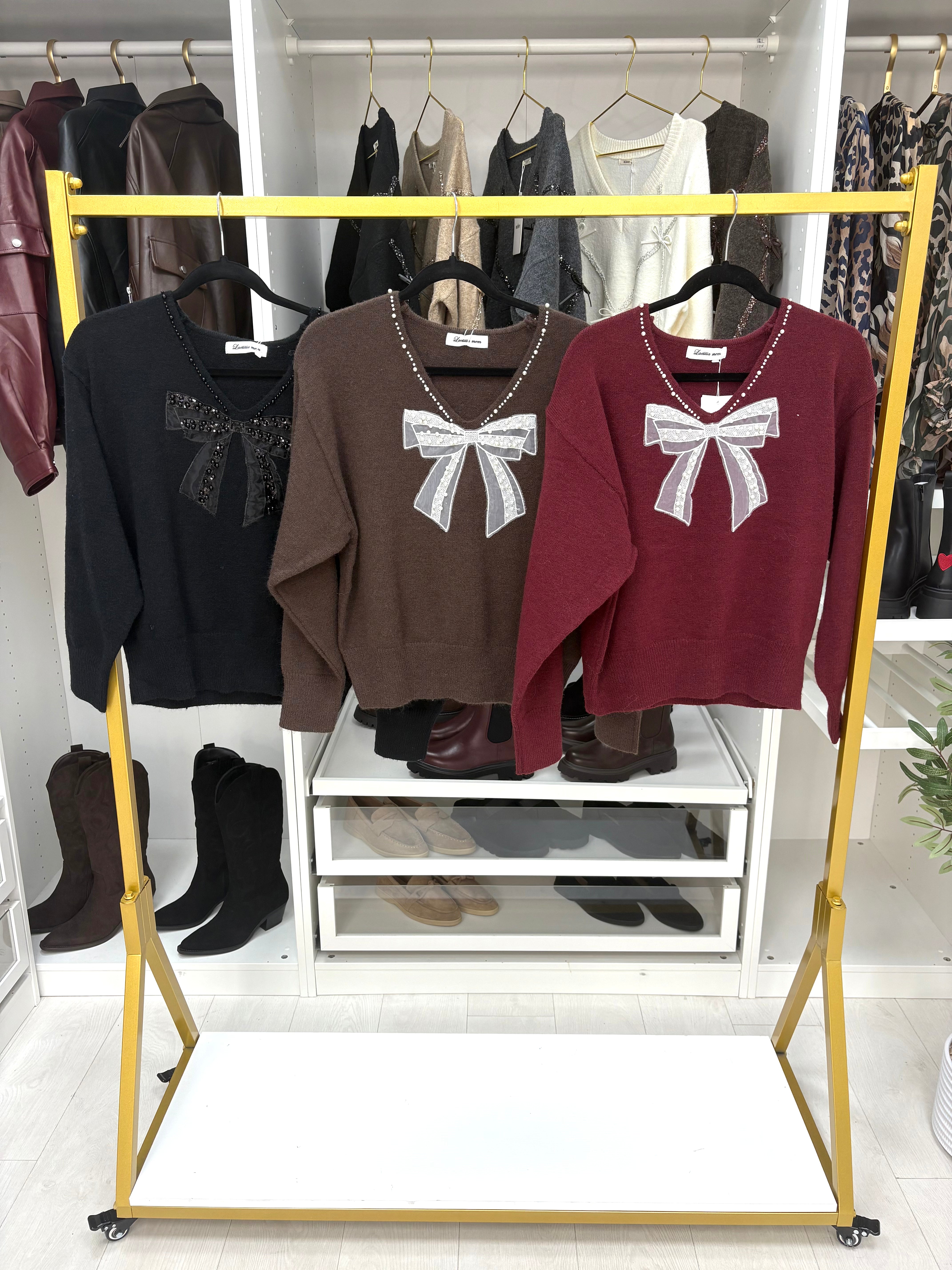 Yanita Pearl & Bow Detail Super Soft Jumper