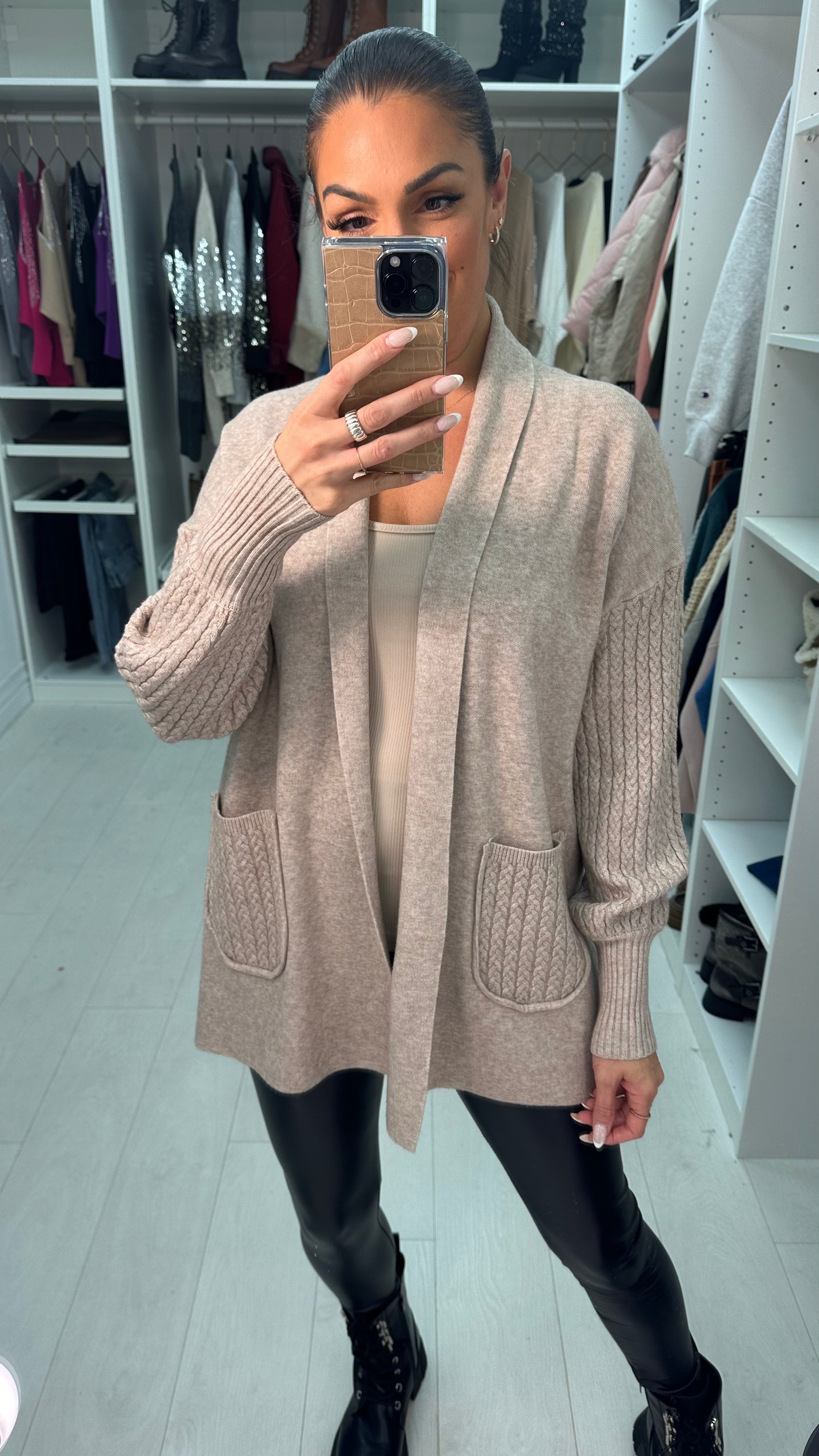 Dominica Cable Detail Knitted Longline Cardigan