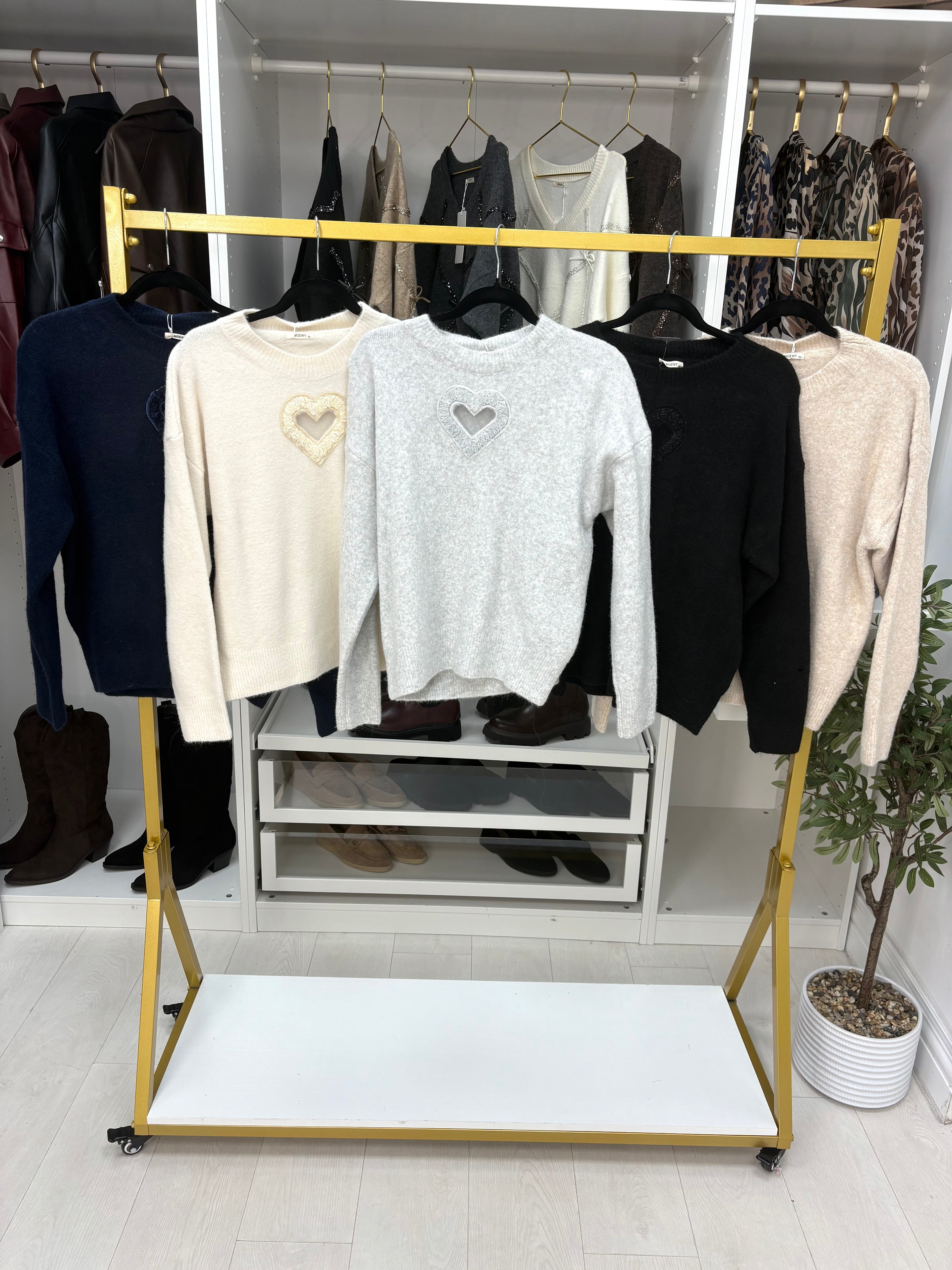 Marisole Plain Heart Detail Super Soft Jumper