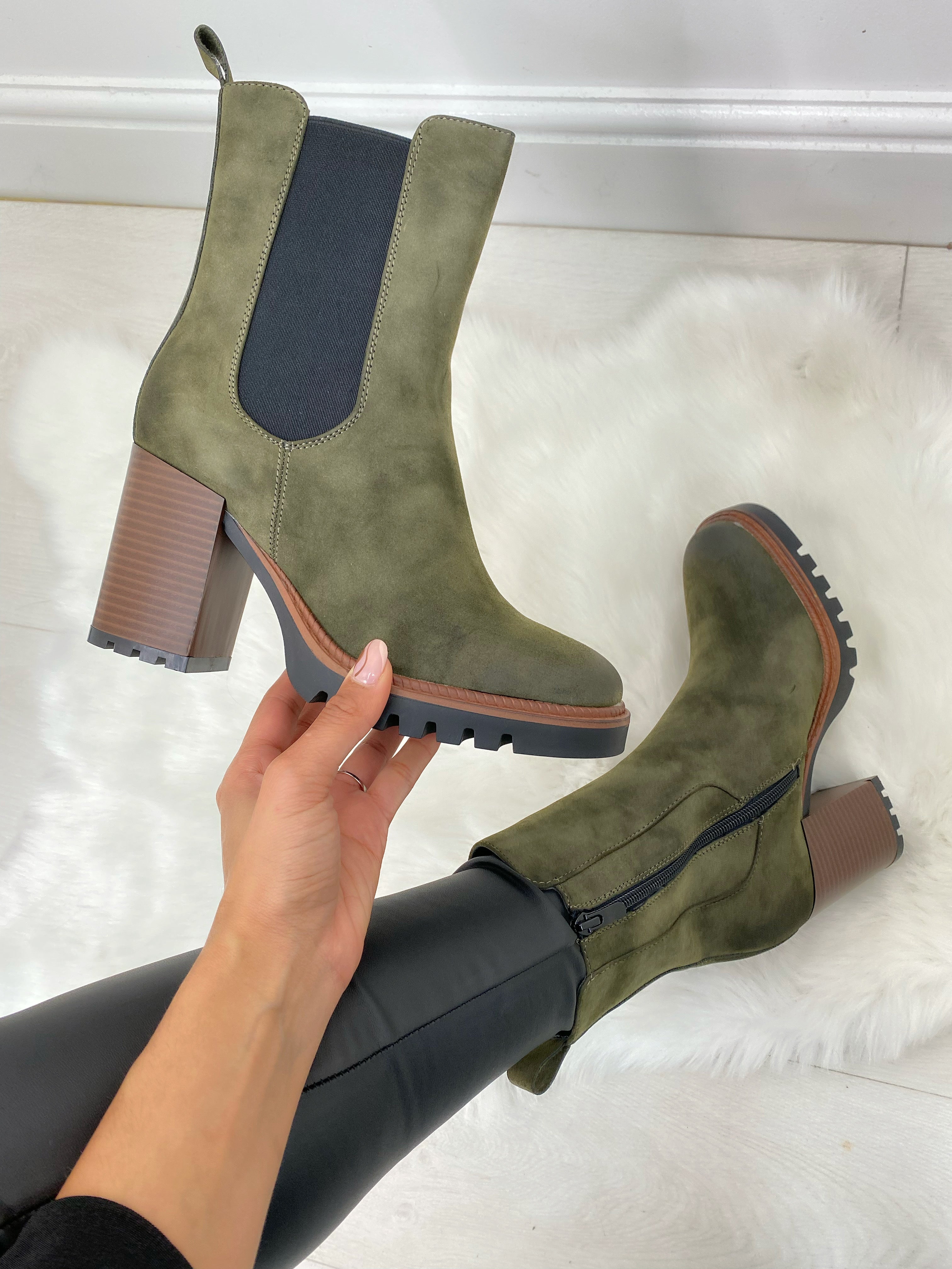 Chantria Faux Suede Heeled Boots