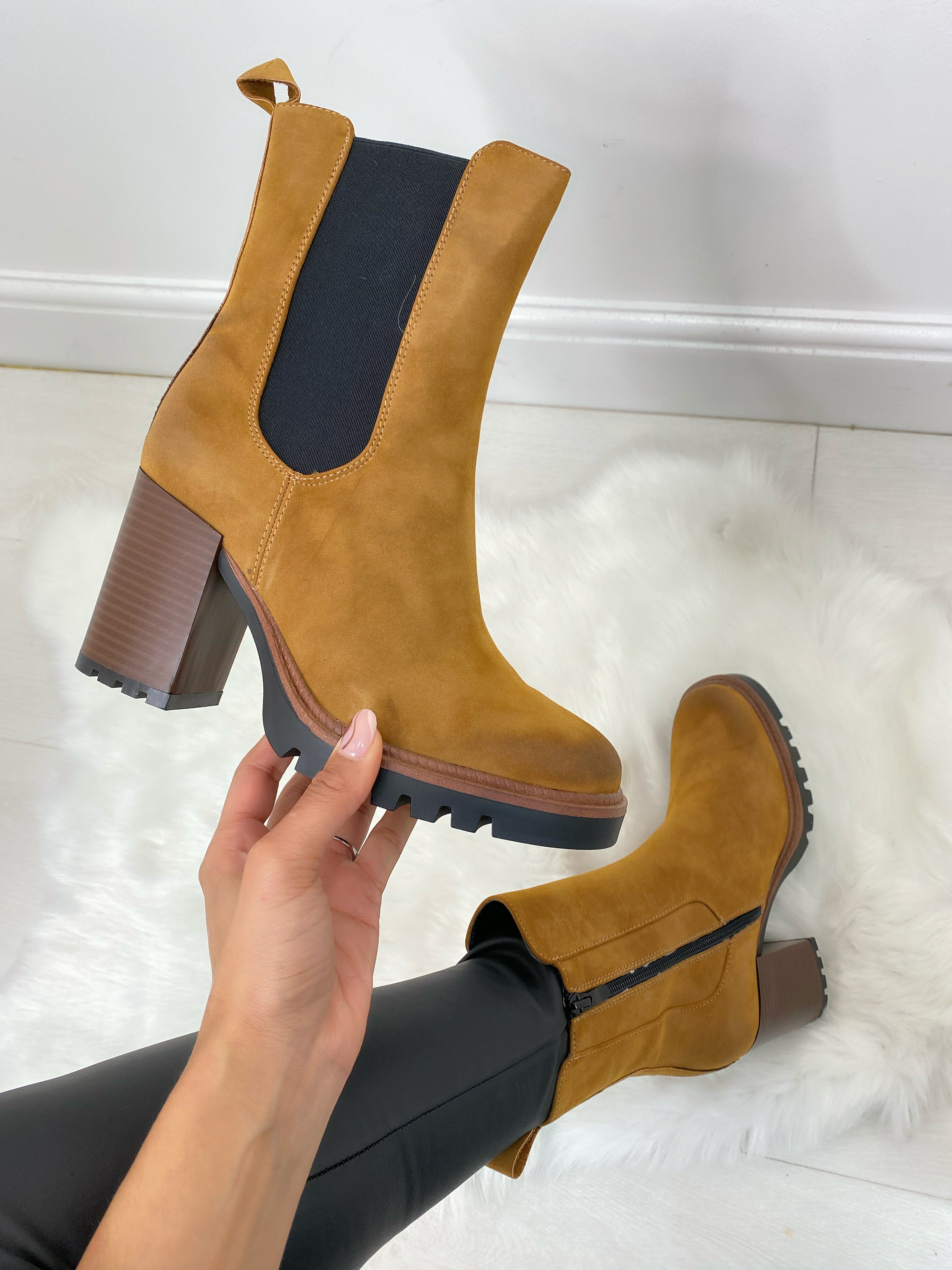 Chantria Faux Suede Heeled Boots