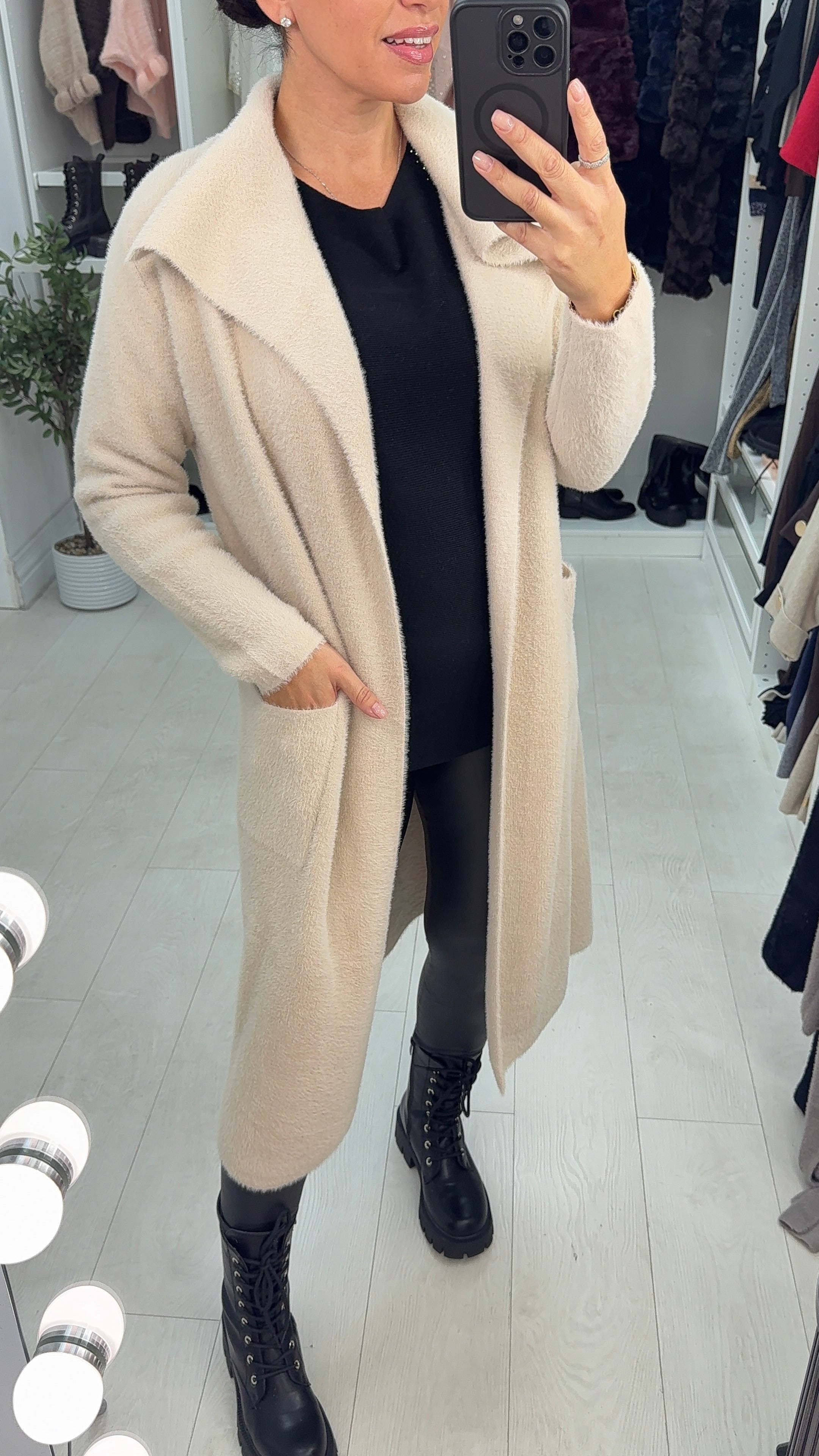 Jemina Plain Super Soft Waterfall Longline Cardigan