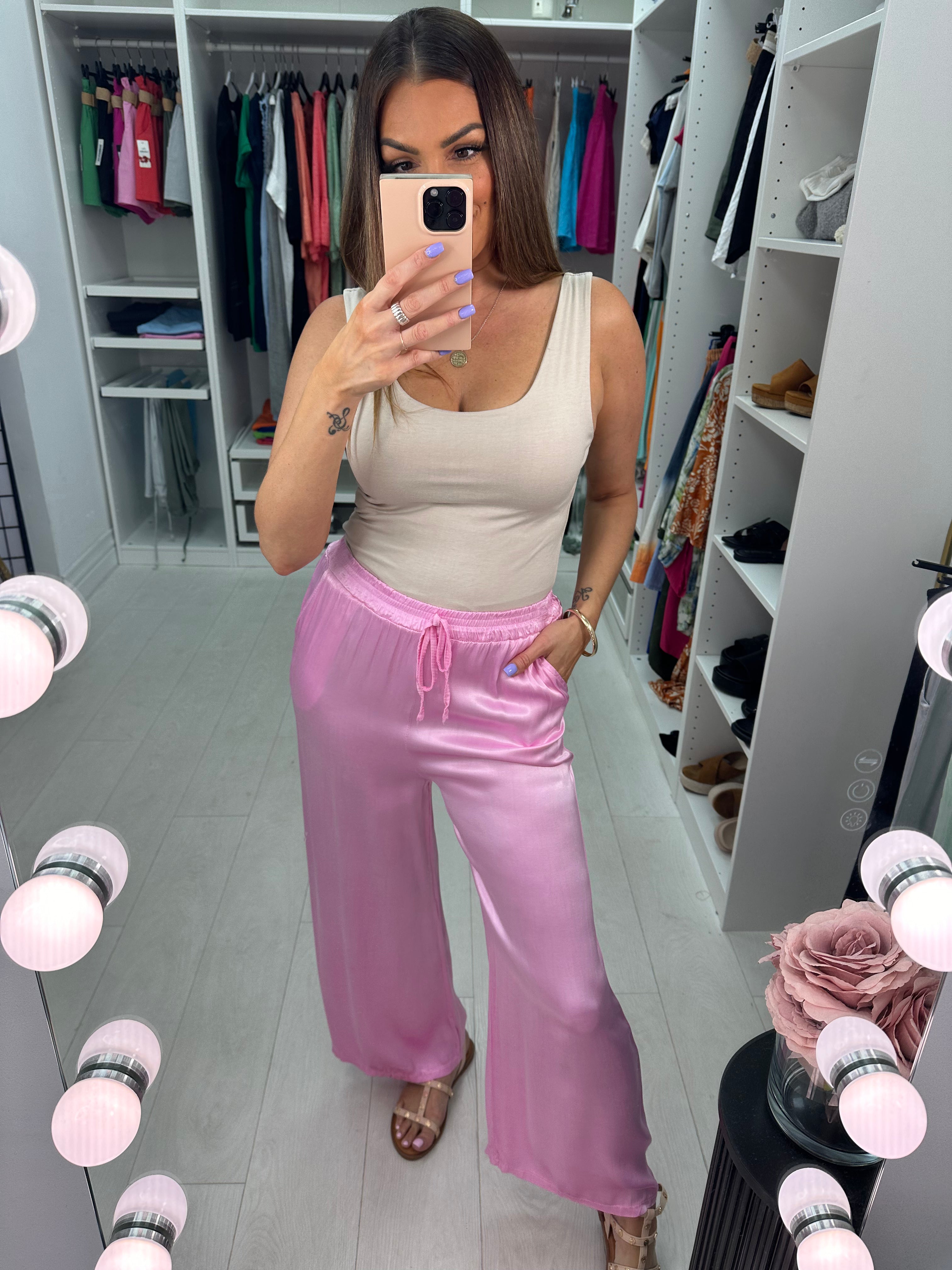 Hope Elasticated Plain Satin Trousers