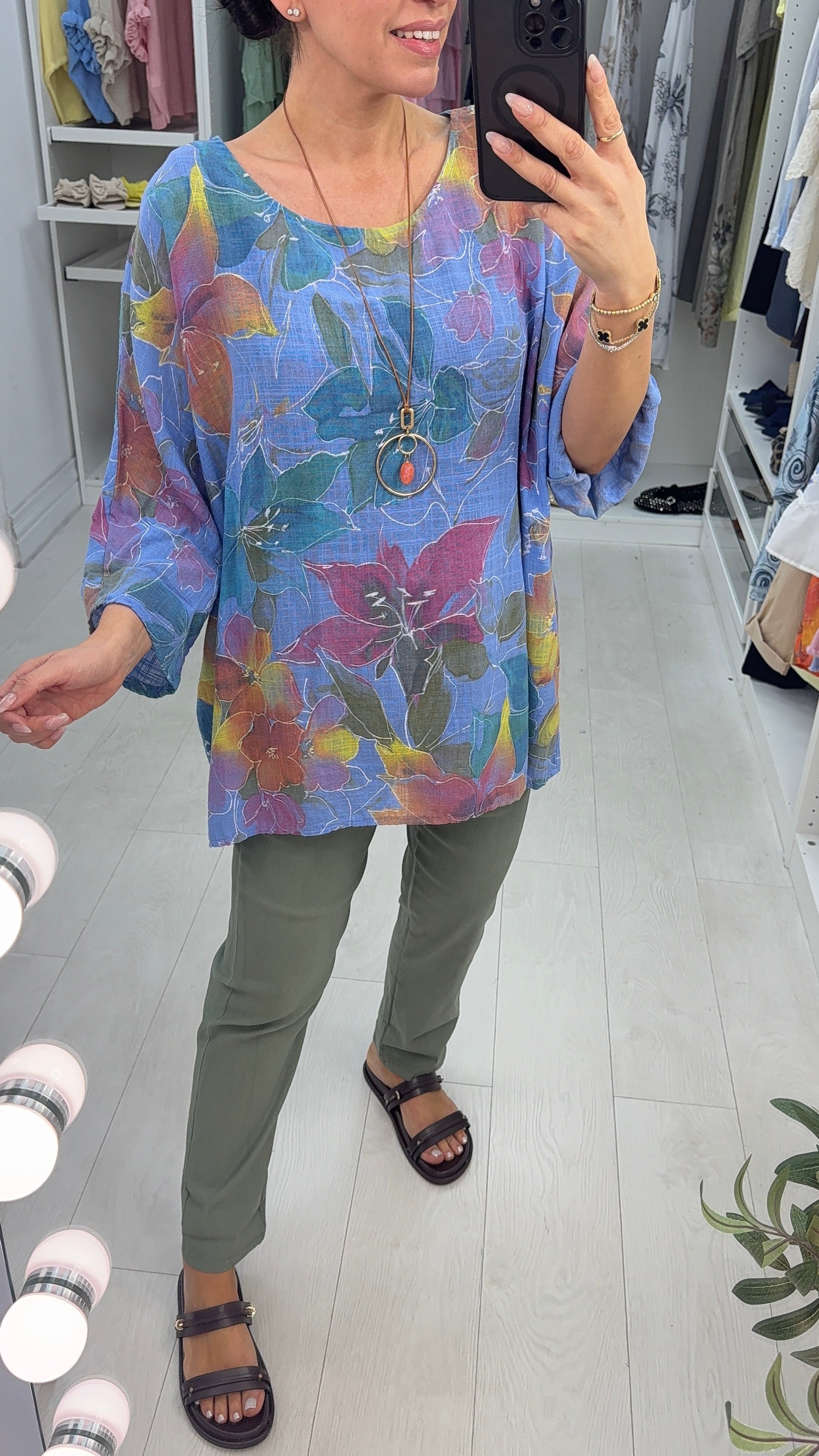 Lennie Floral Print Loose Fit Necklace Top