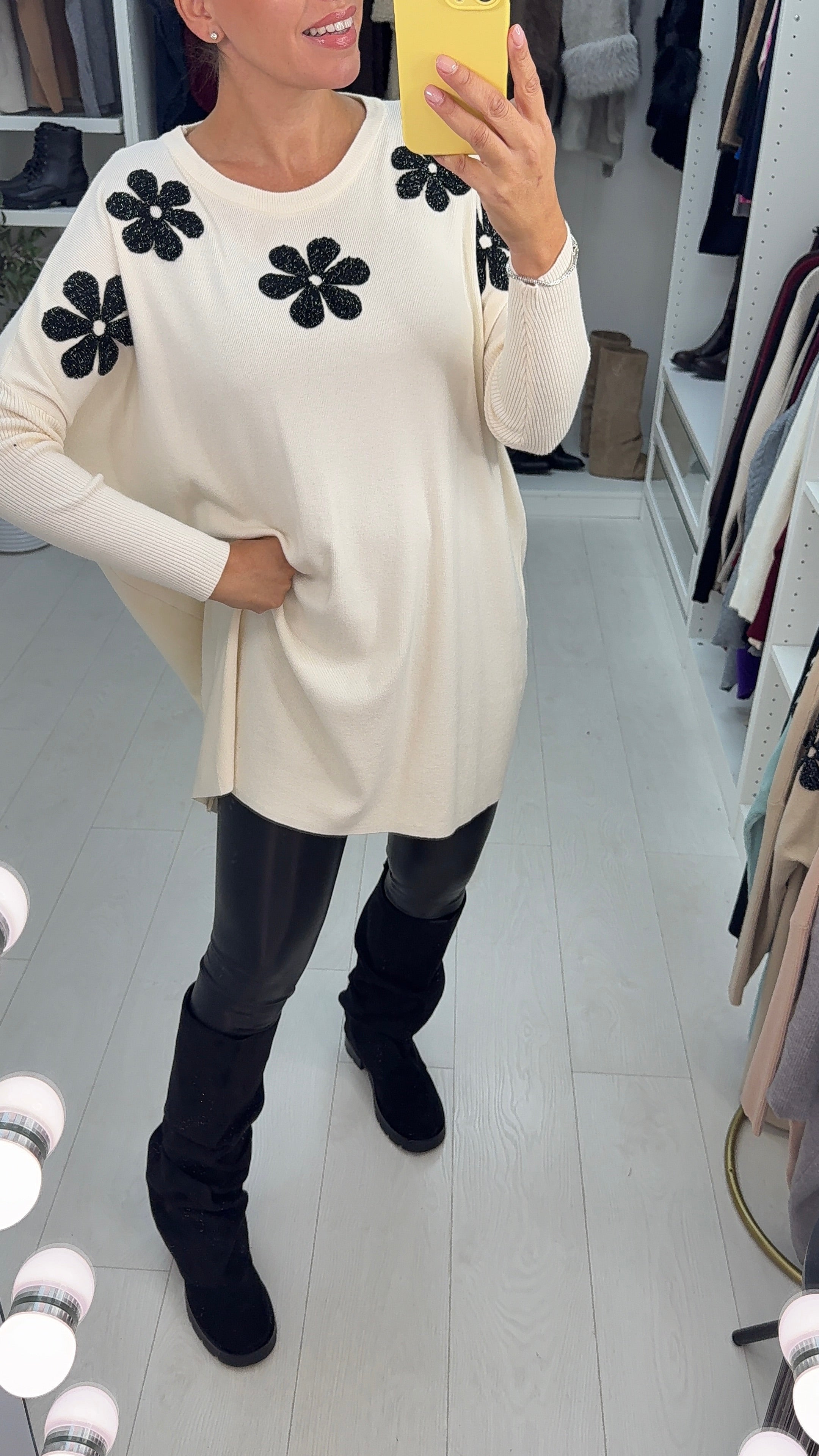 Nicola Flower Design Loose Fit Jumper