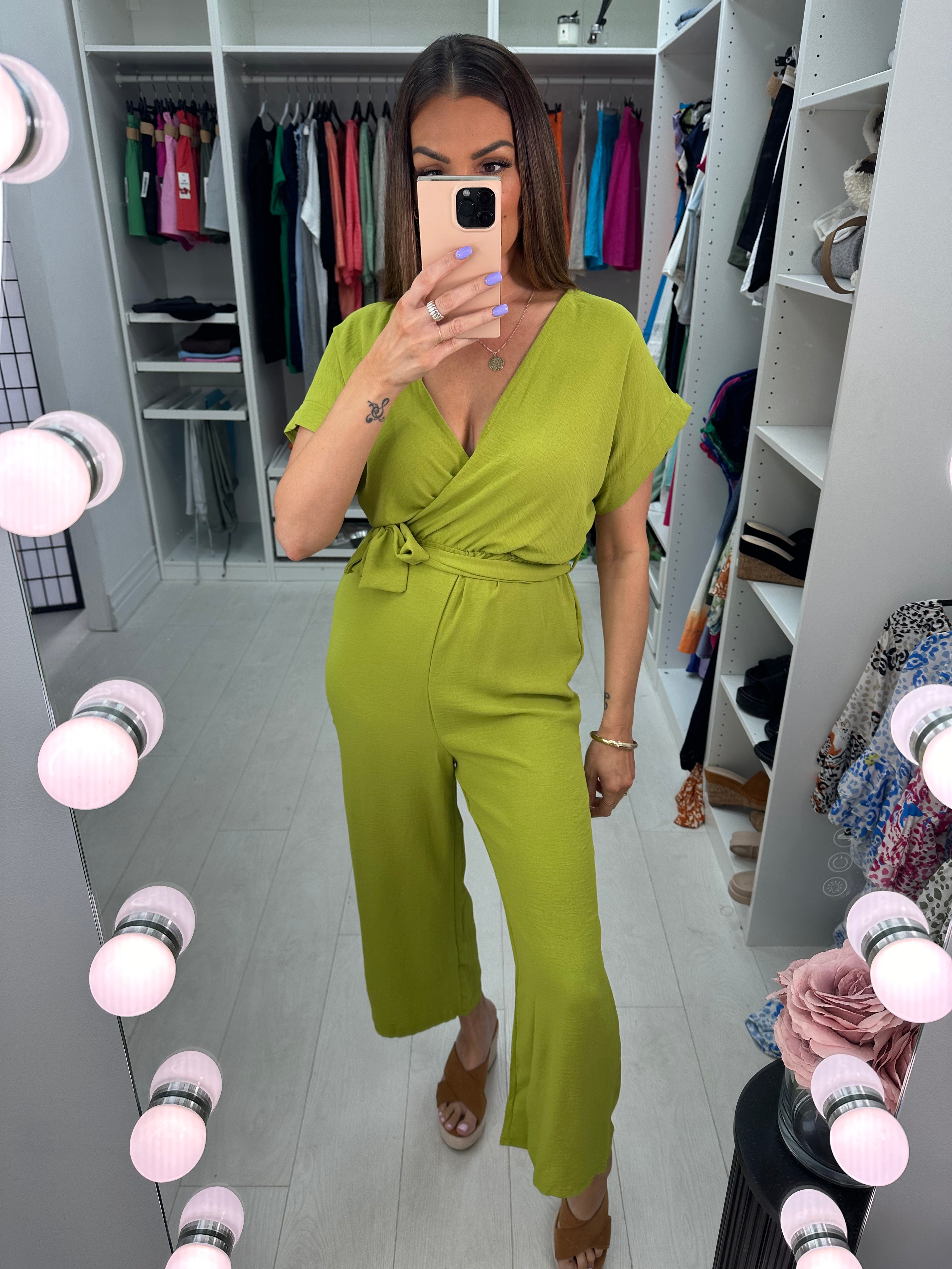 Indonesia Plain V Neck Crepe Jumpsuit