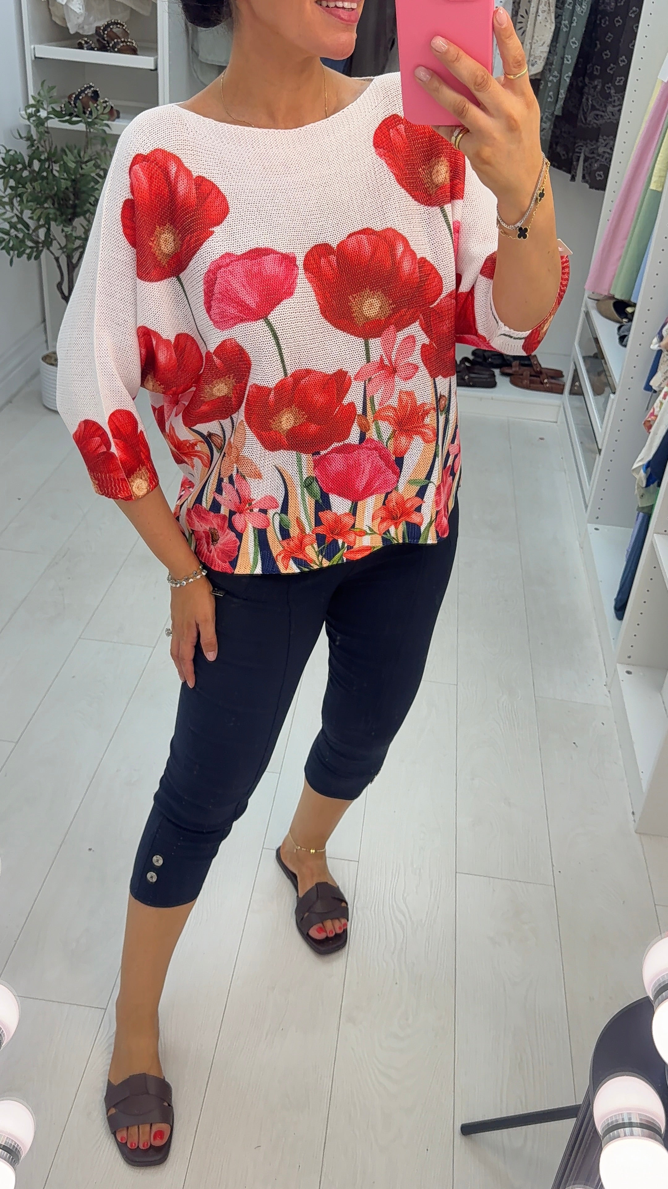 Alysia Poppy Print Batwing Top