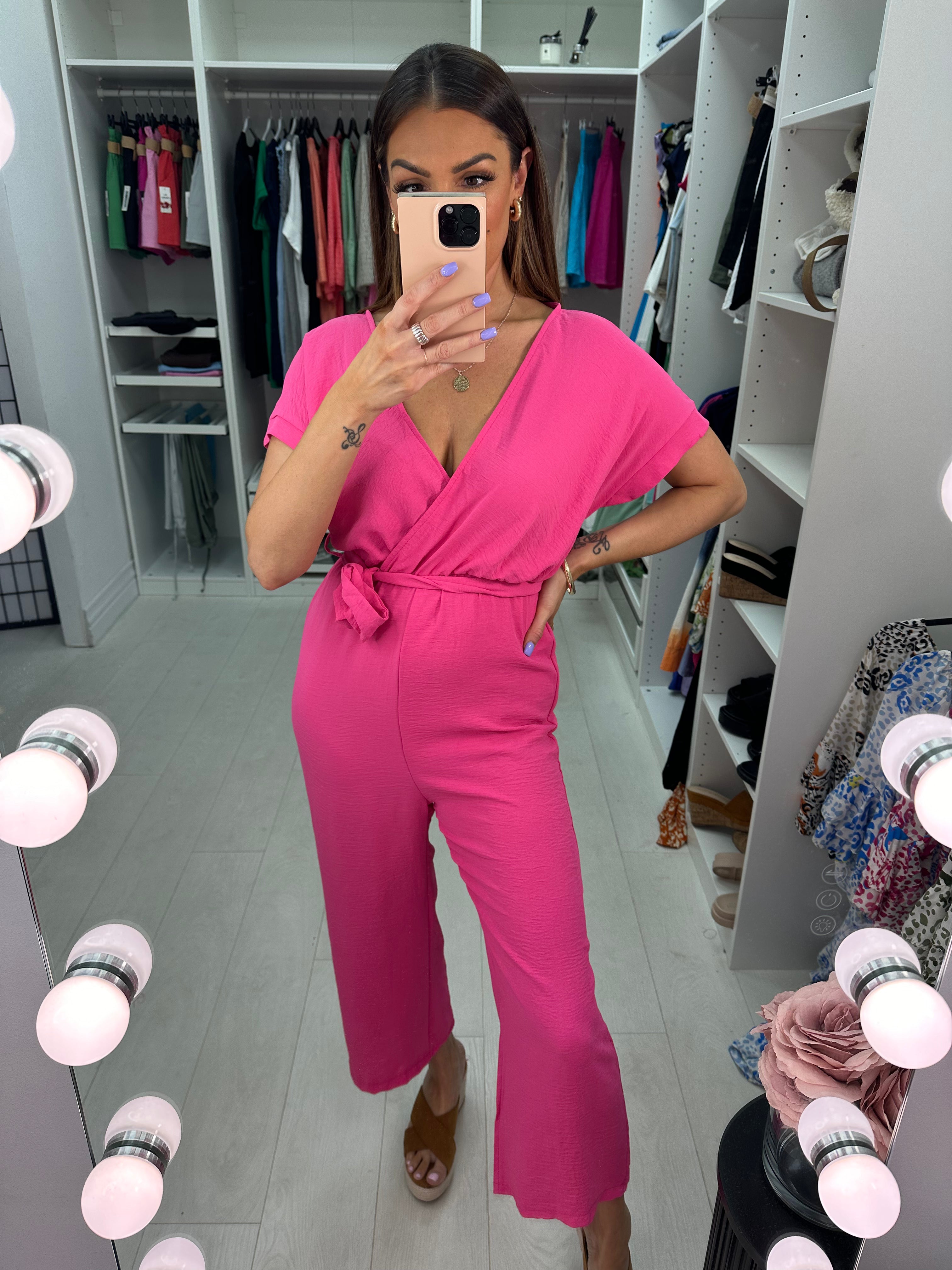 Indonesia Plain V Neck Crepe Jumpsuit