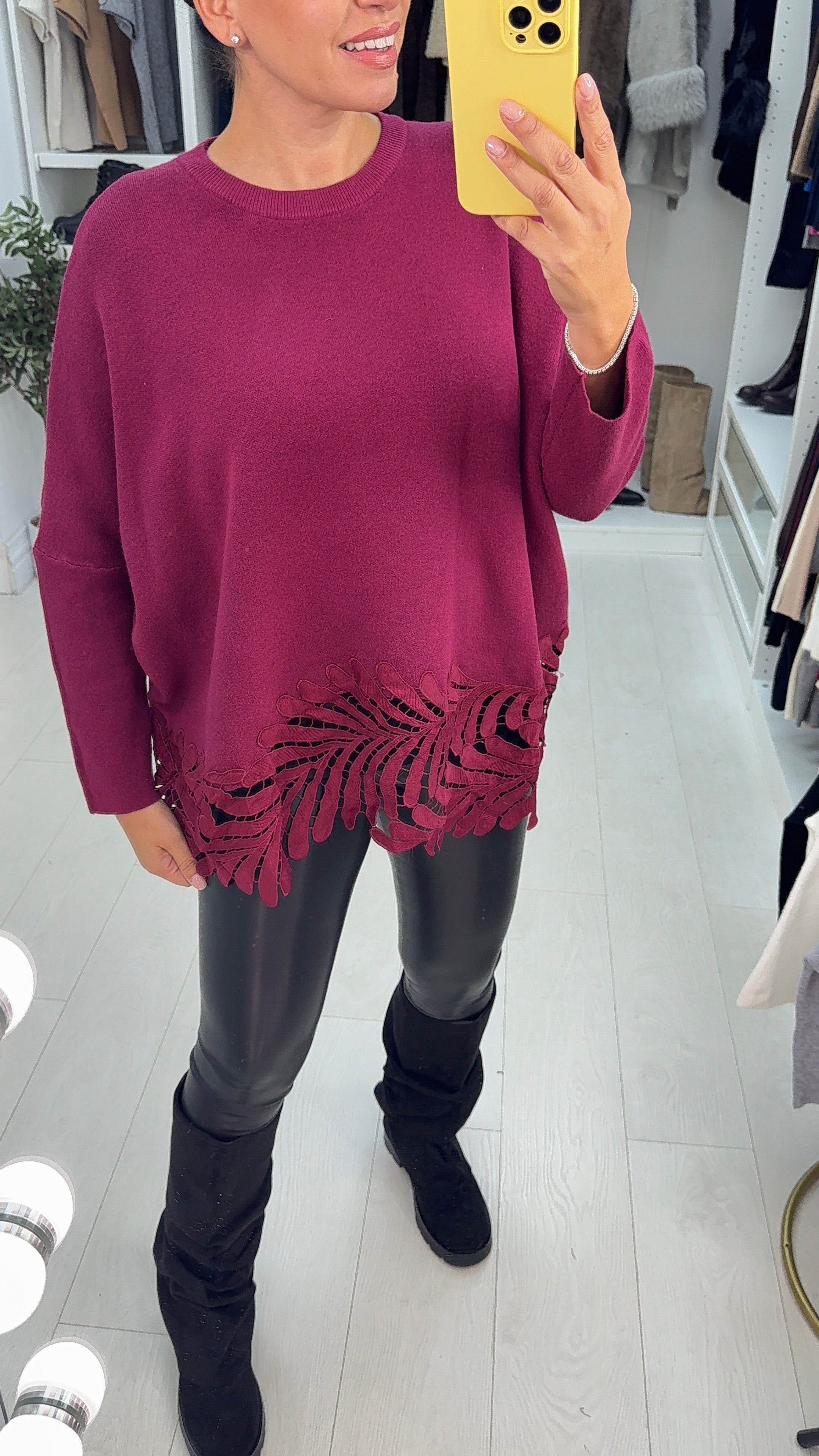 Parker Plain Crochet Hem Loose Fit Jumper