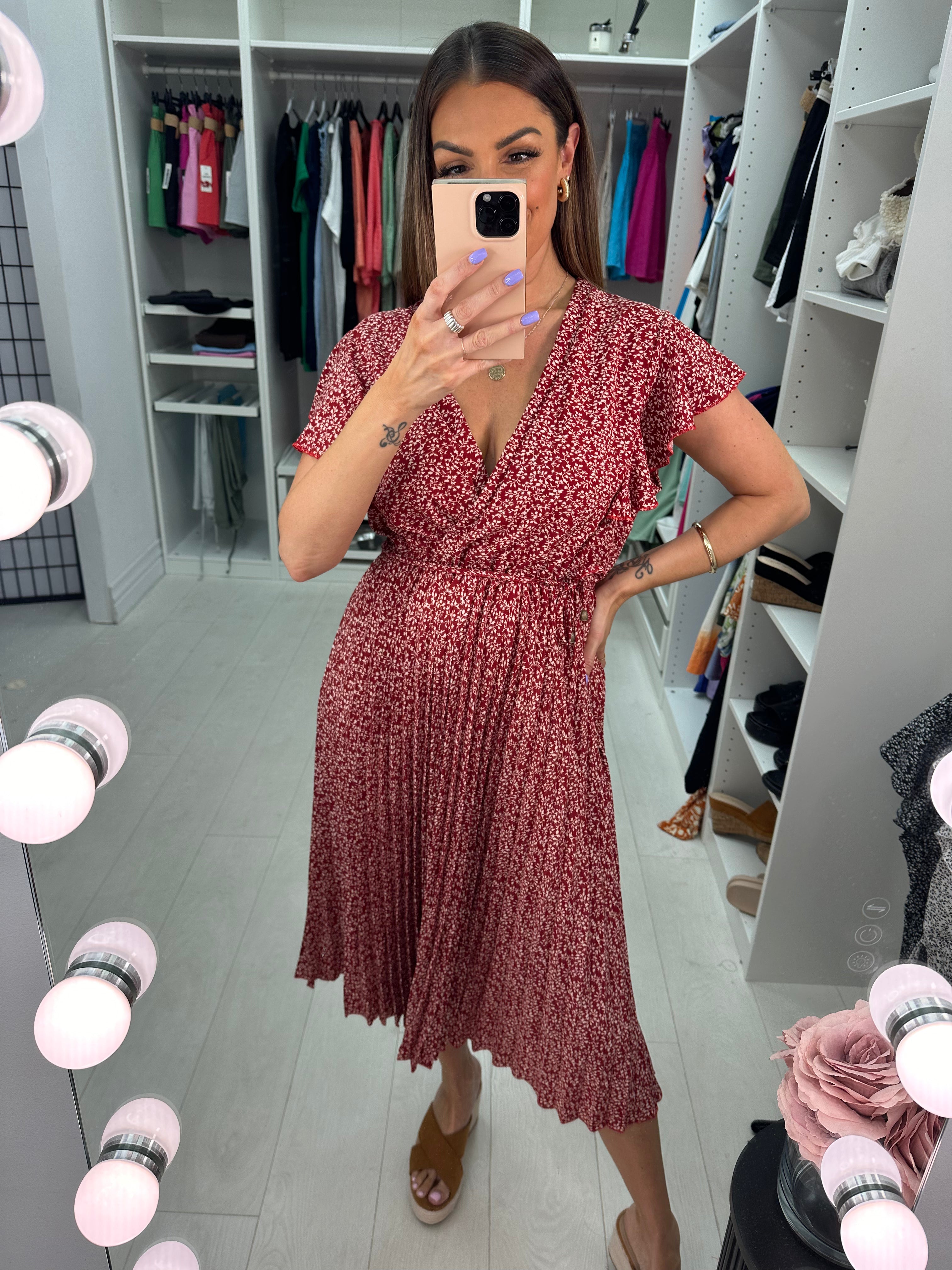 Trudy Wrap Effect Pleat Dress