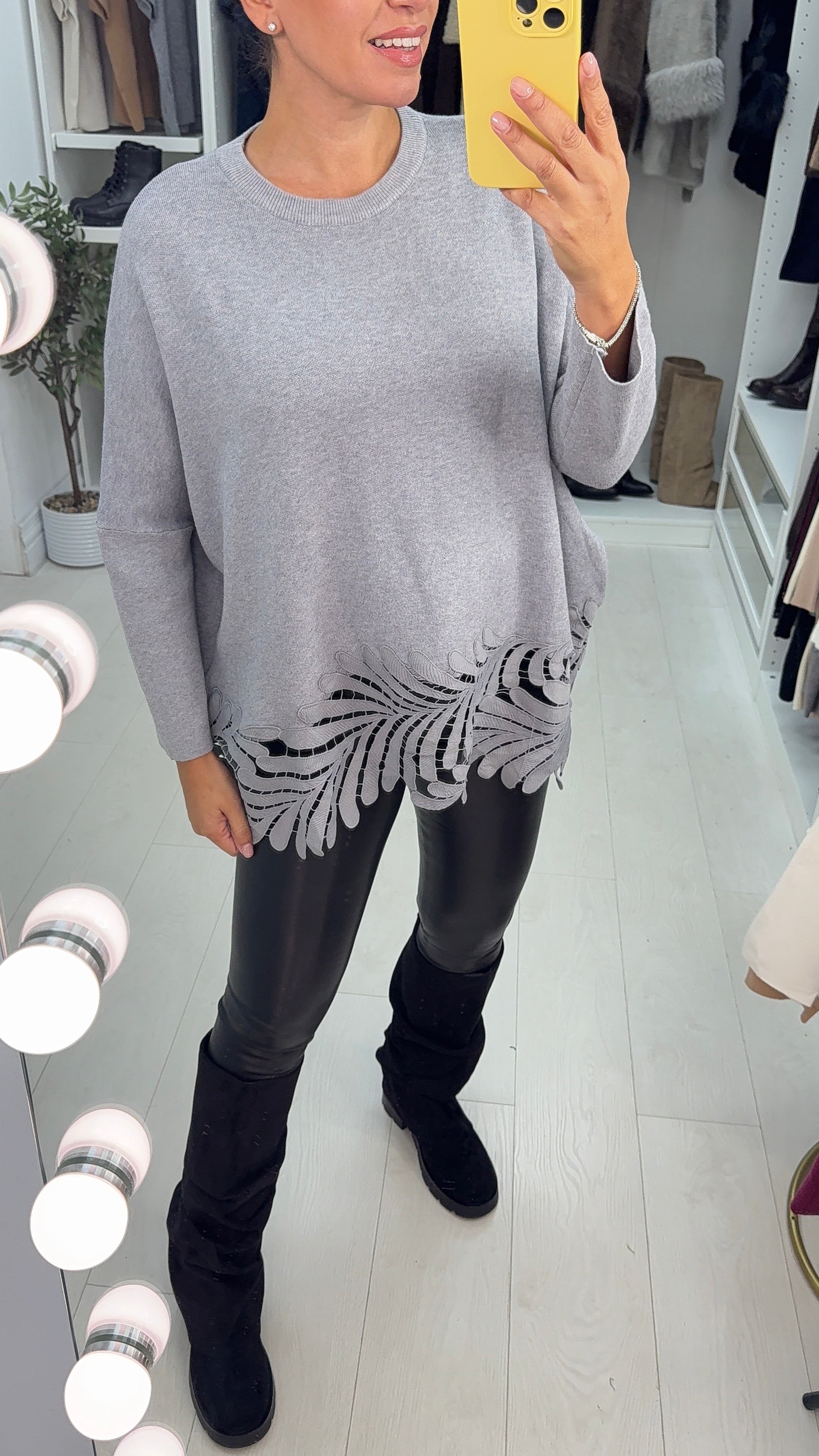 Parker Plain Crochet Hem Loose Fit Jumper