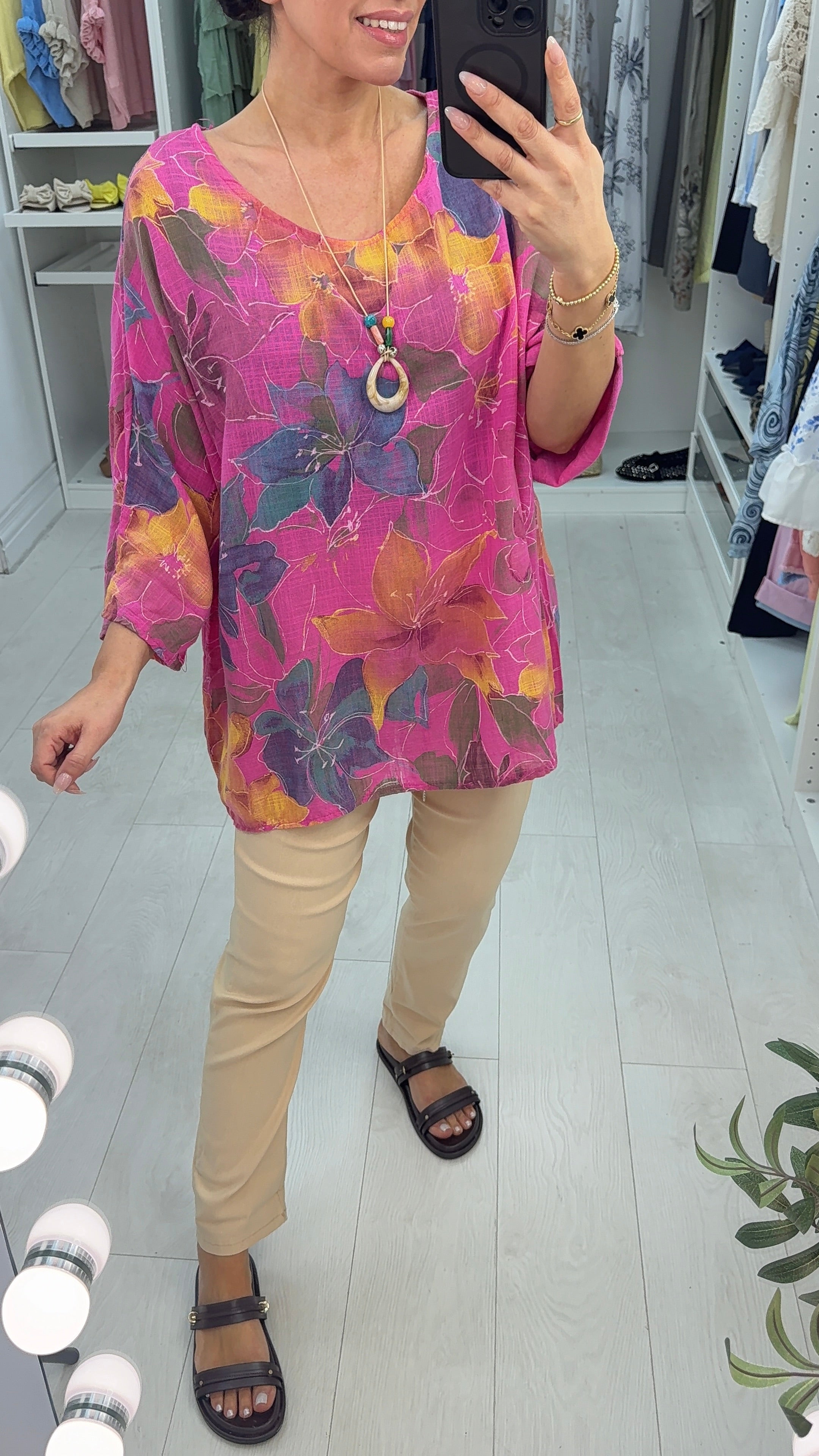 Lennie Floral Print Loose Fit Necklace Top