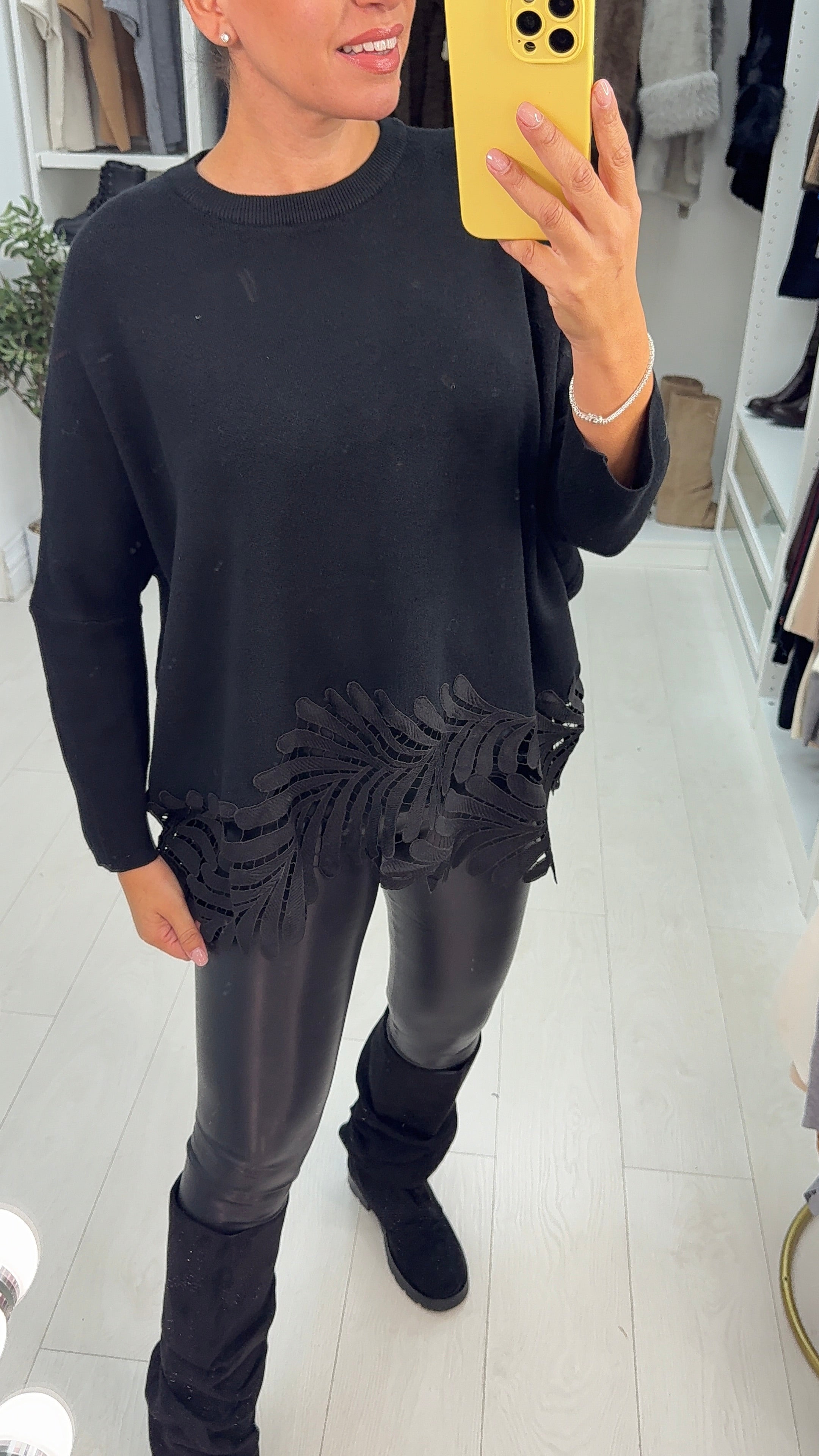 Parker Plain Crochet Hem Loose Fit Jumper