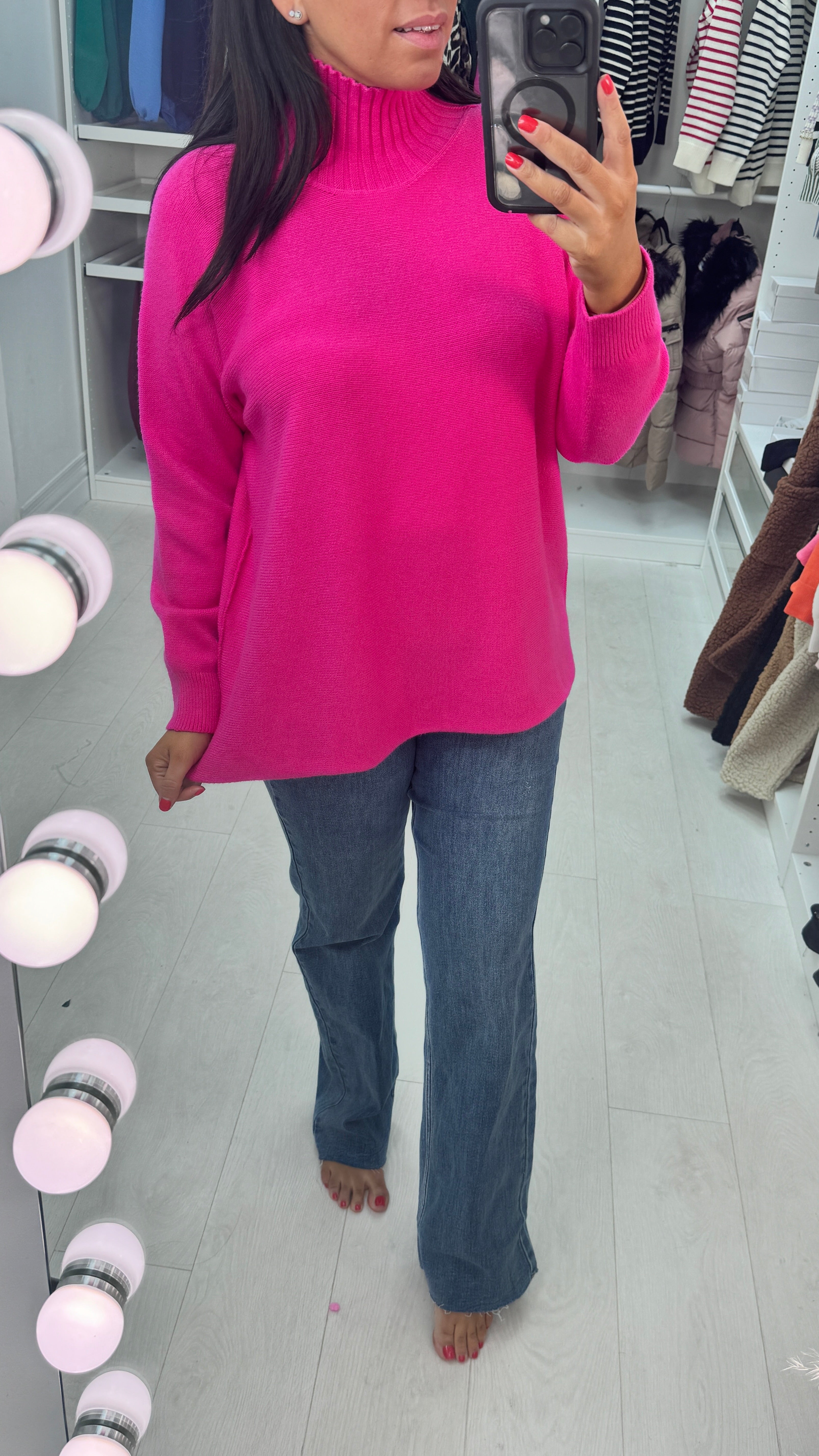 Erin Ribbed High Neck Jumper