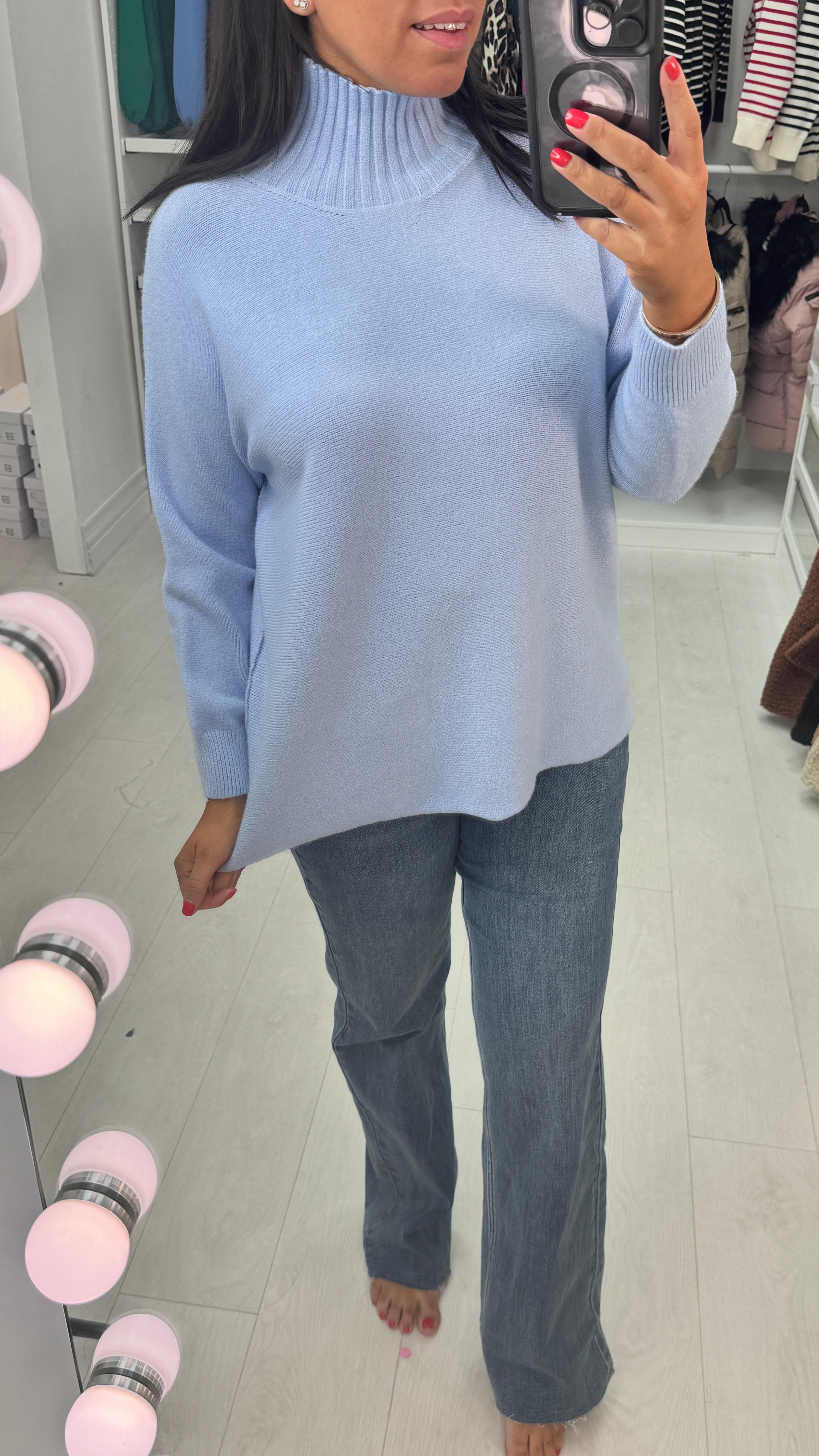 Erin Ribbed High Neck Jumper