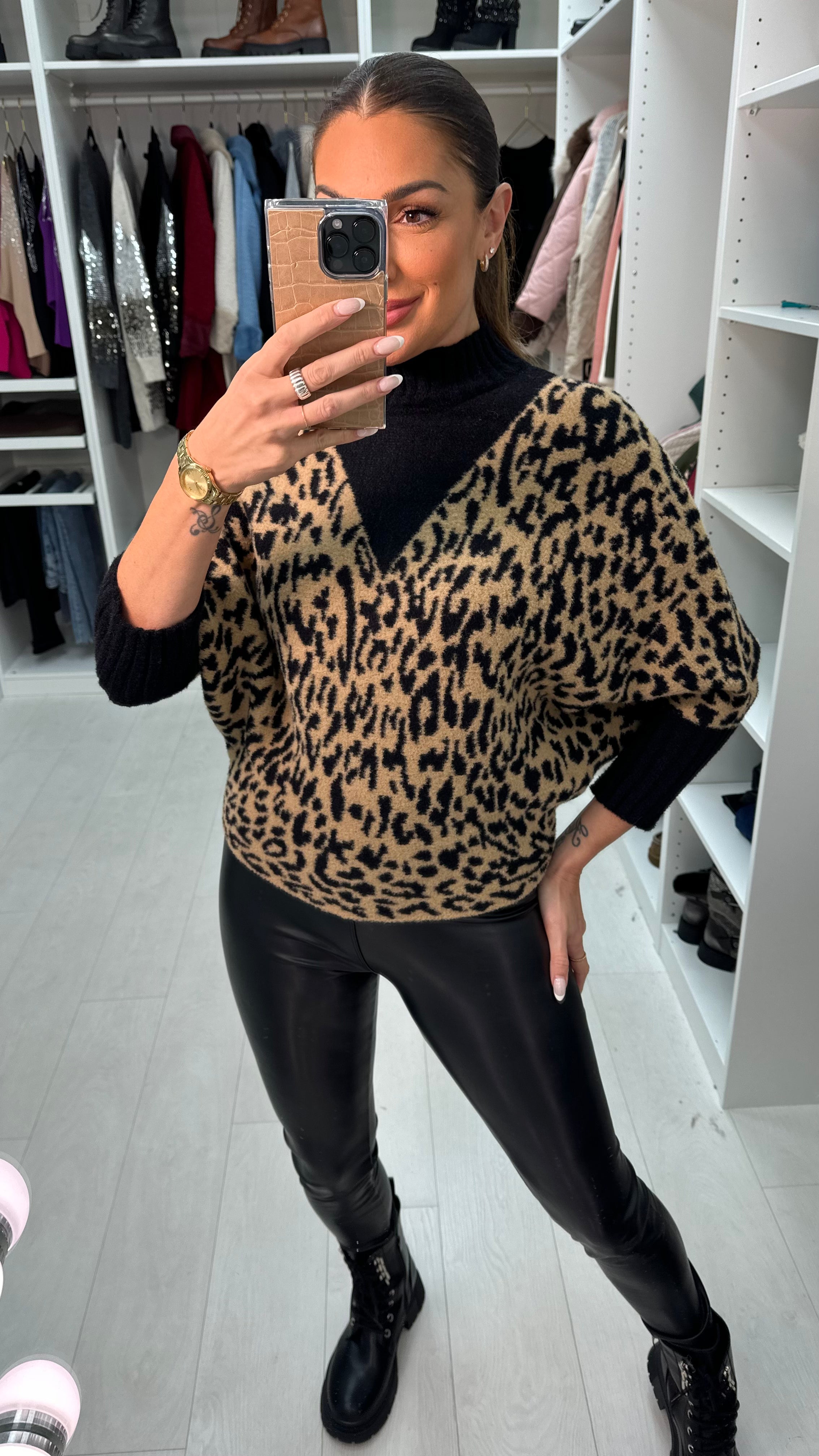 Lizeth Leopard Print Batwing Super Soft Jumper