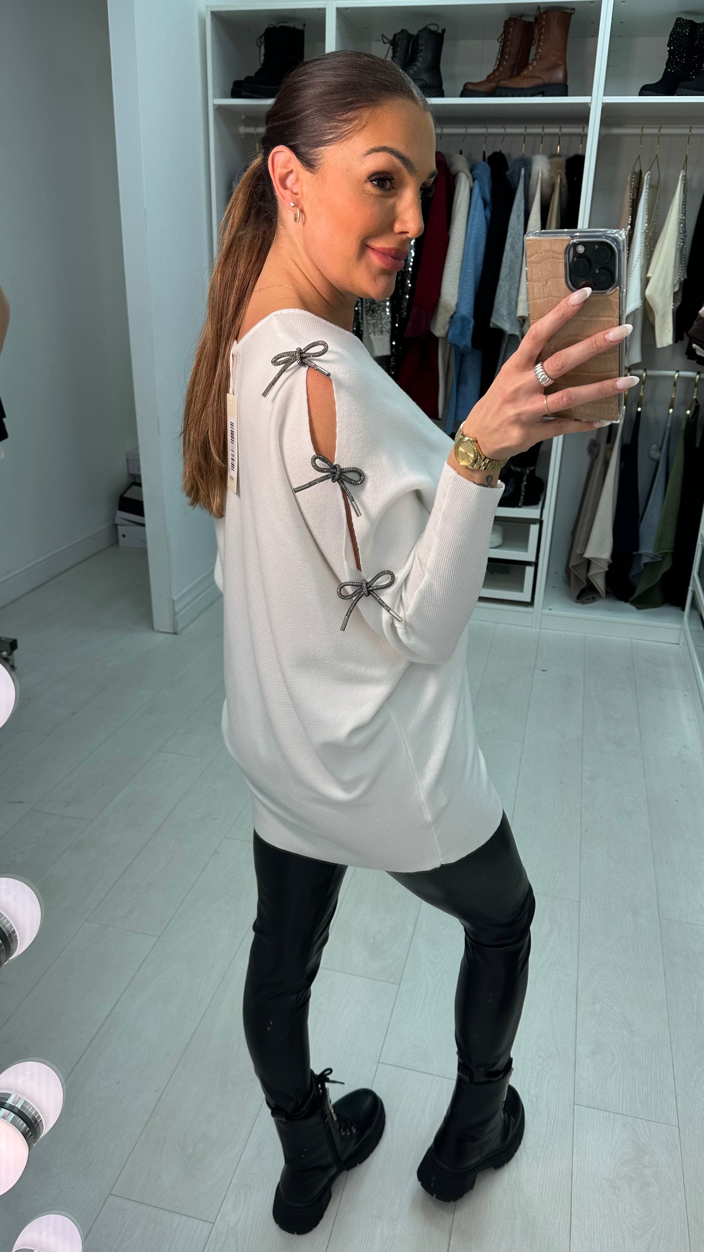 Aisha Bow Sleeve Knit Jumper