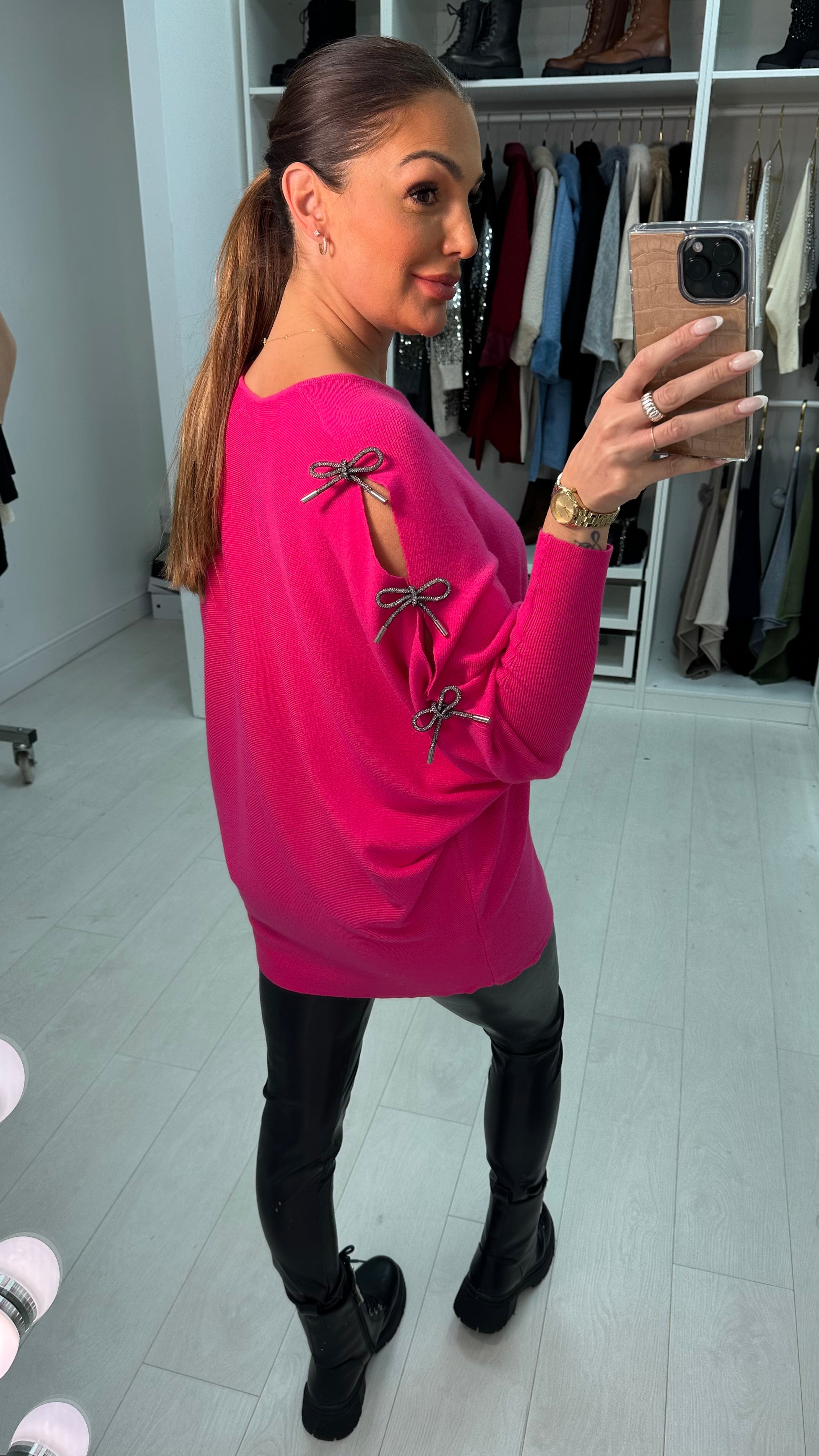 Aisha Bow Sleeve Knit Jumper