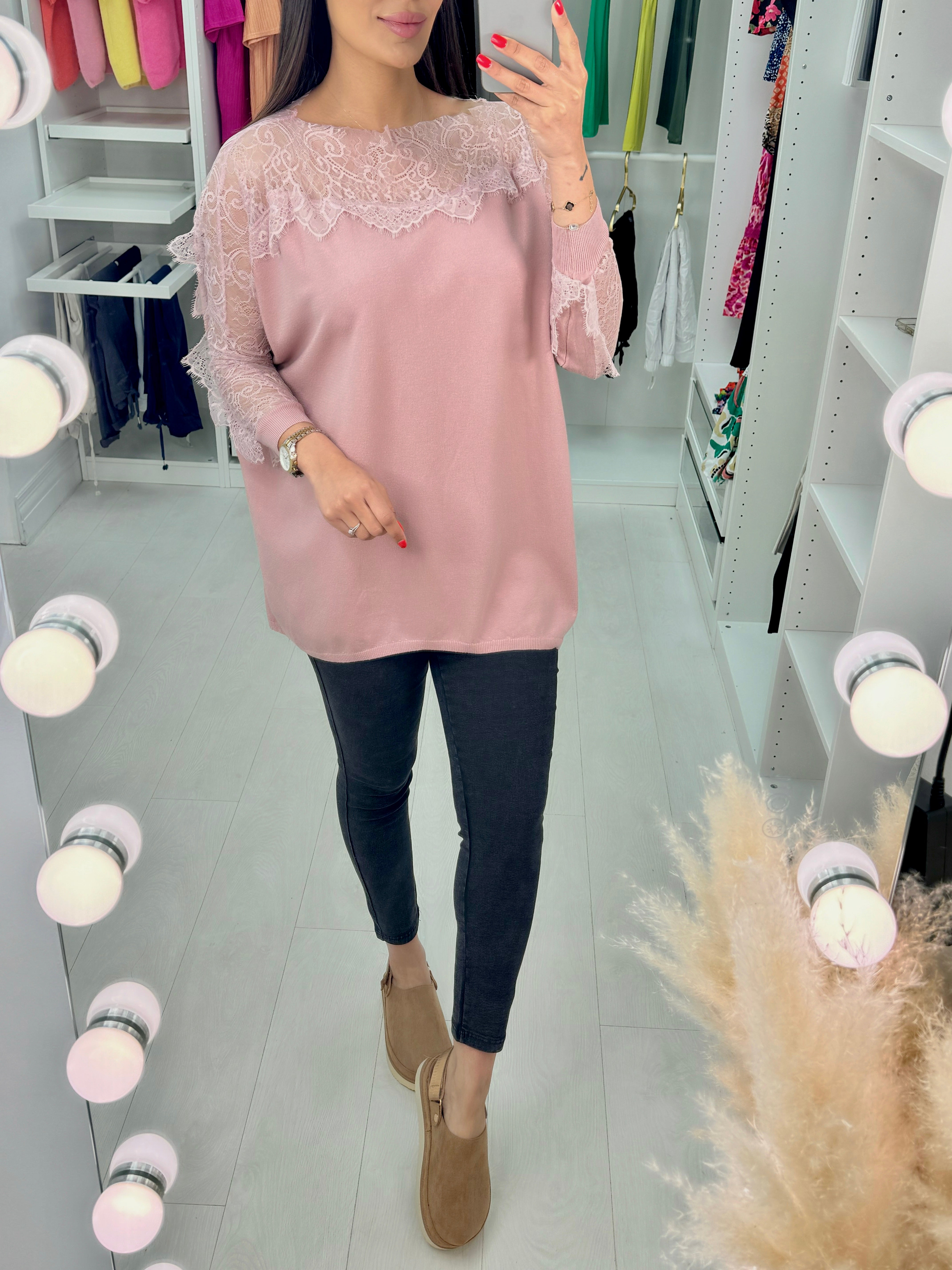 Maize Lace Detail Loose Fit Jumper