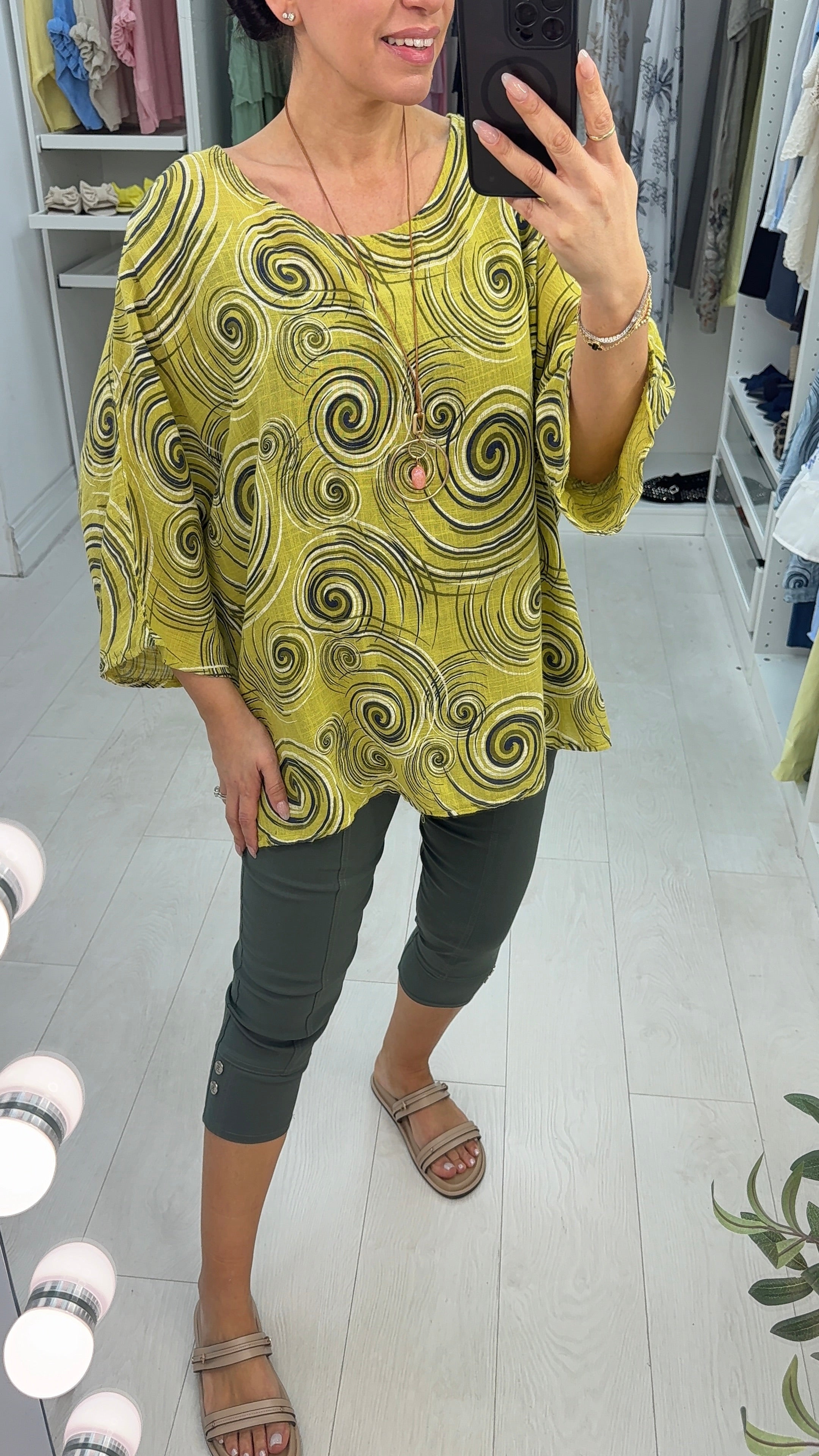 Chrishelle Abstract Print Loose Fit Necklace Top