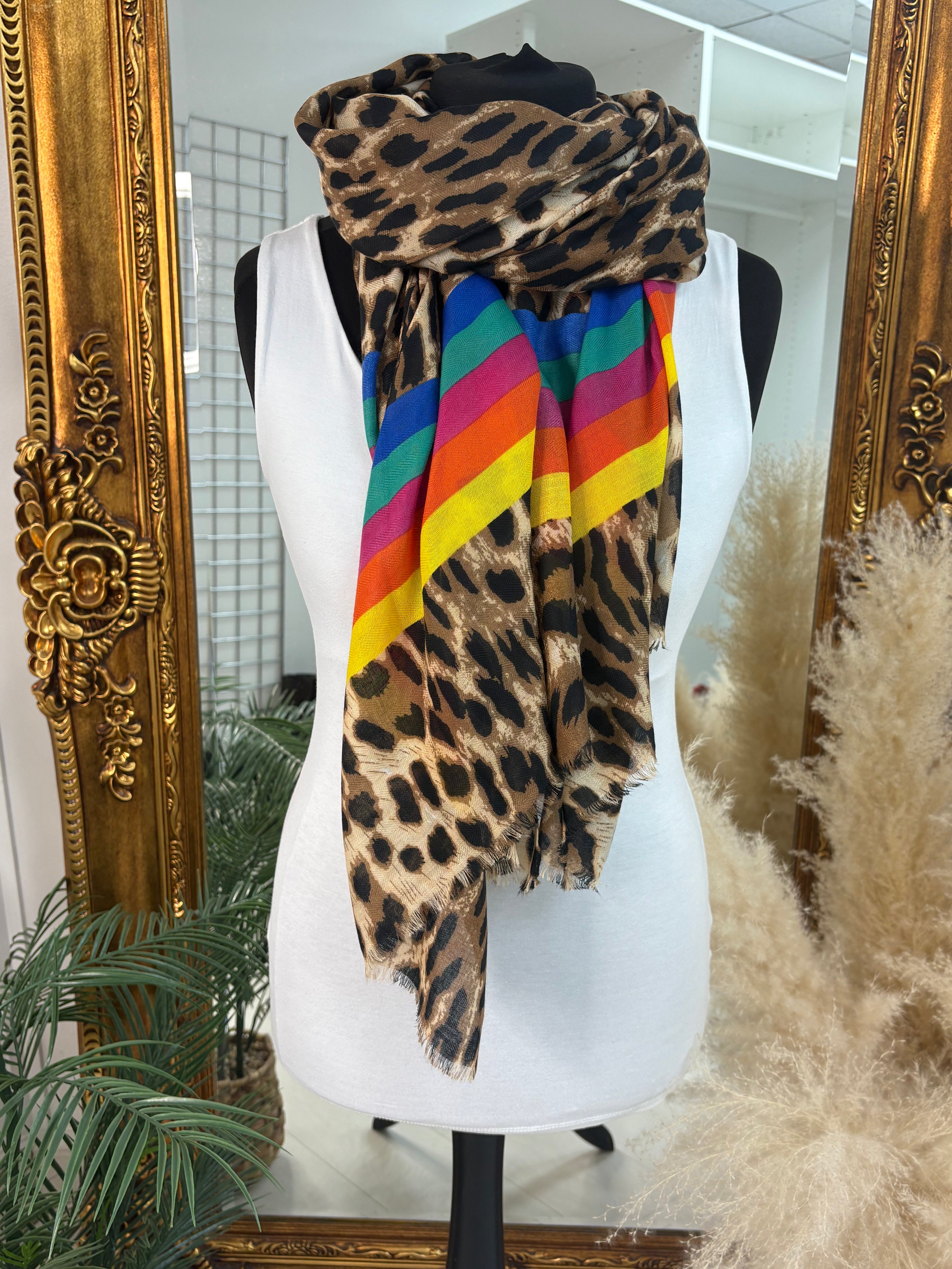 Tiana Tan Leopard Print Lightweight Scarf