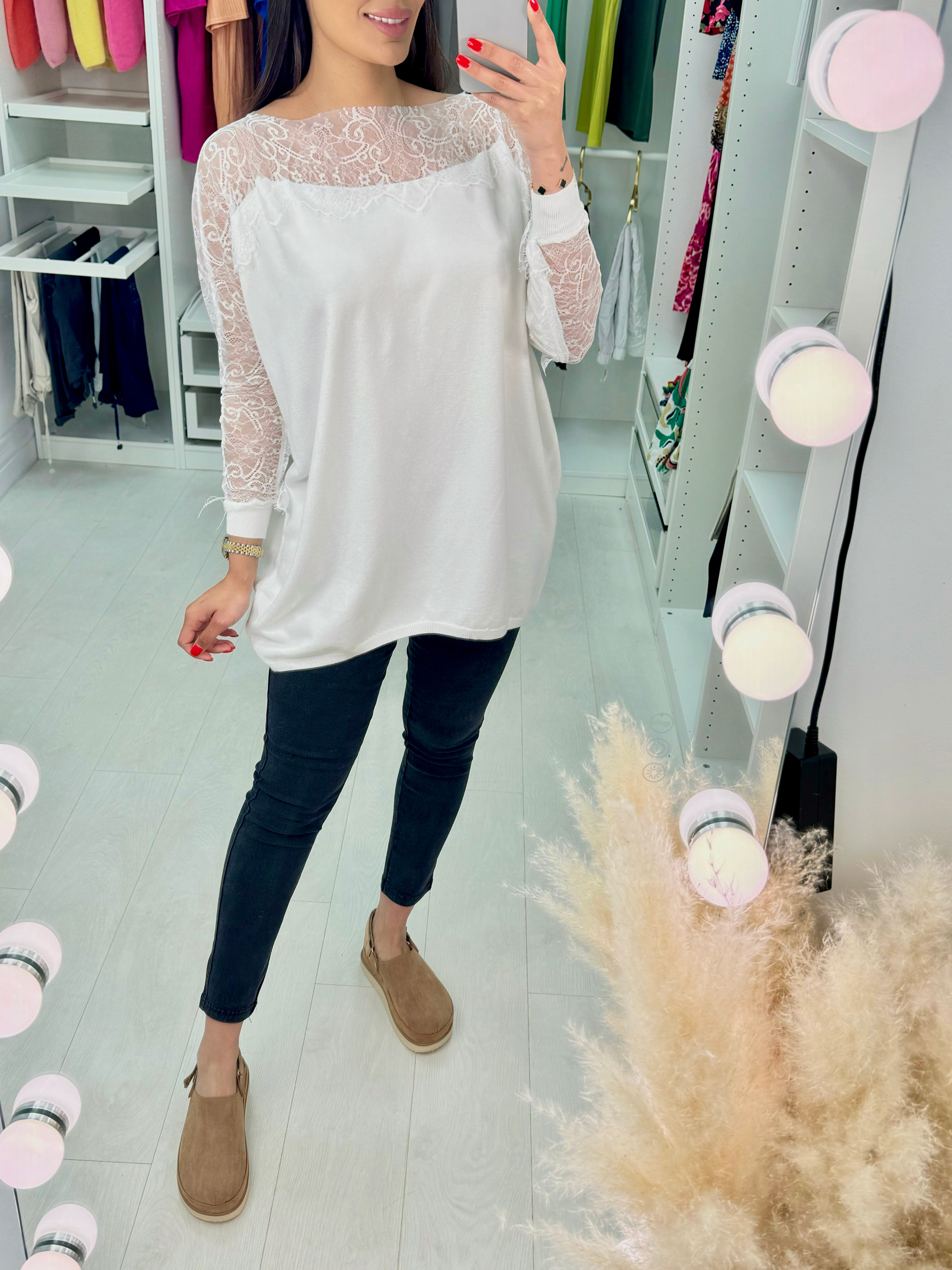 Maize Lace Detail Loose Fit Jumper